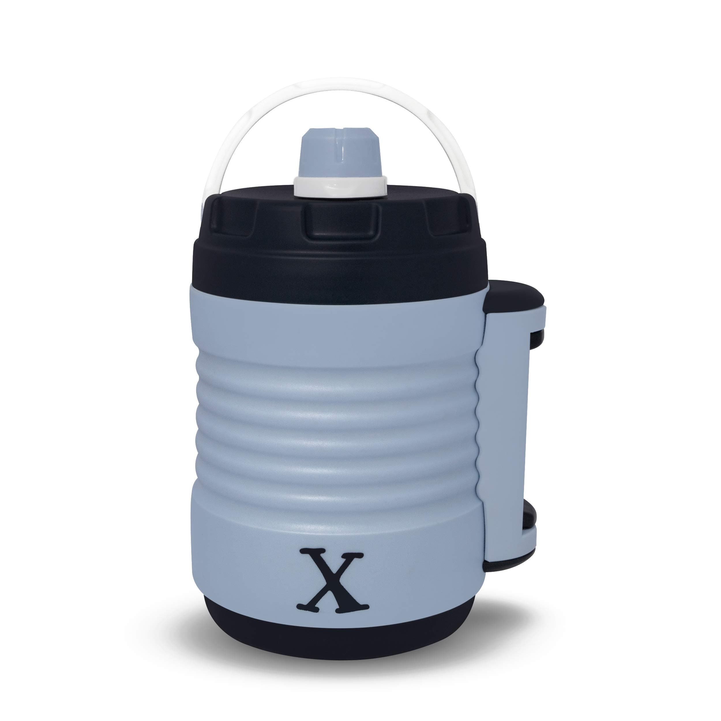 eXpace 38 oz Insulated Thermos with folding handle, Light Blue with Navy