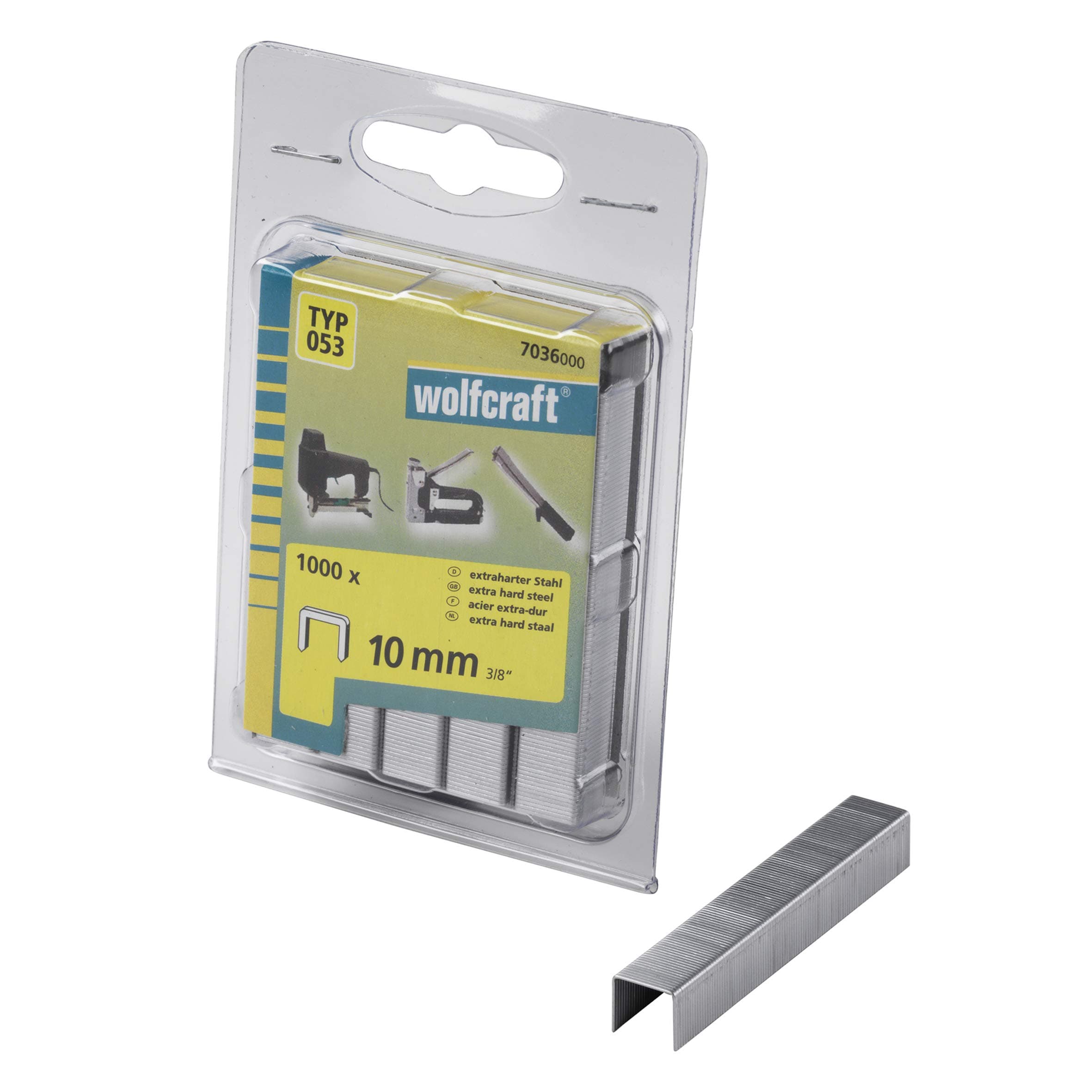 wolfcraft Broad Back Staple, Extra Hard Steel, Type 053 I 7036000 I Ideal for fastening fabric, textiles and thin strips of wood