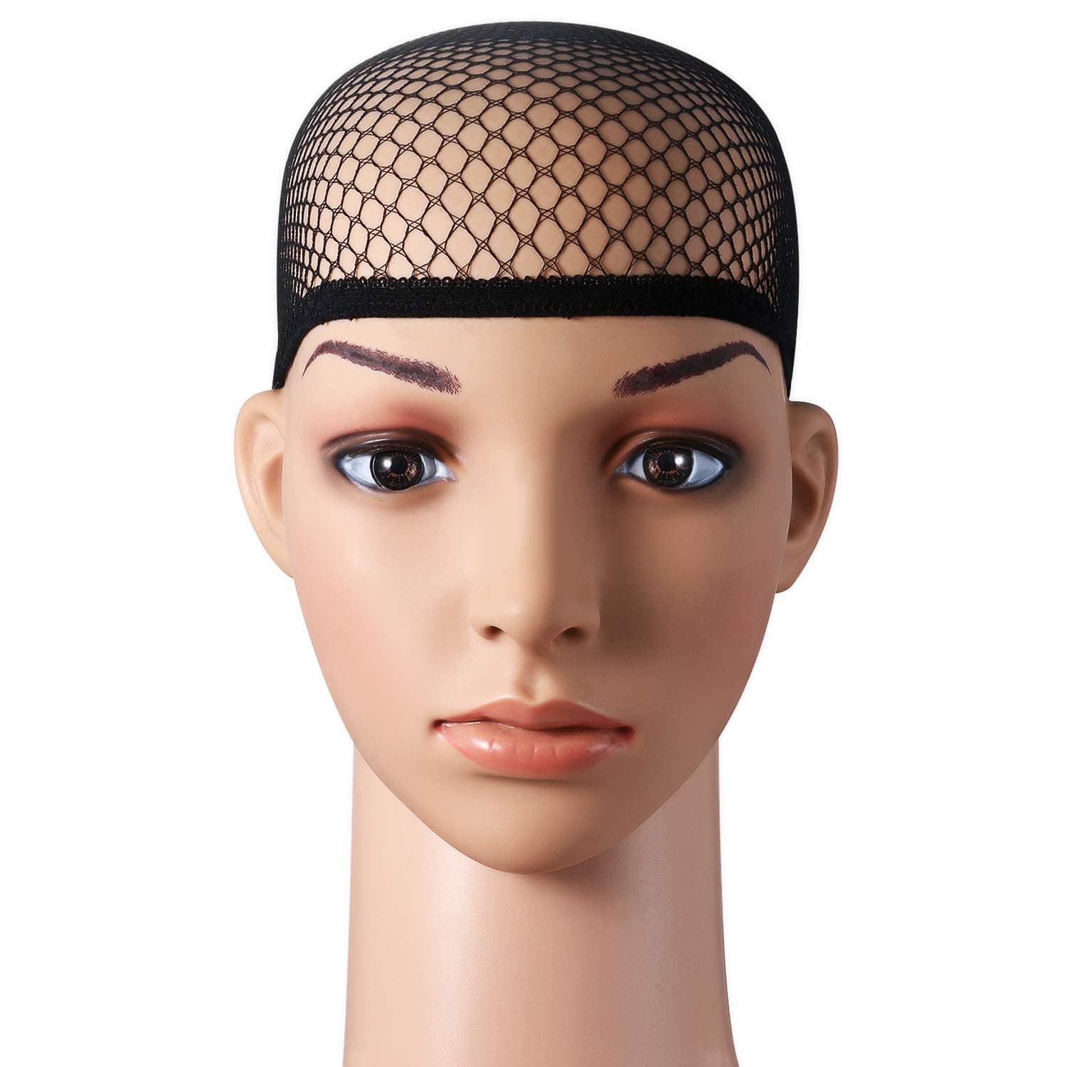 Vtrem6 Pack Mesh Wig Cap for Women Open End Fishnet Wigs Caps Fashion Lady Net Liner Weaving Cap for Short and Mid-length Hair (Black)