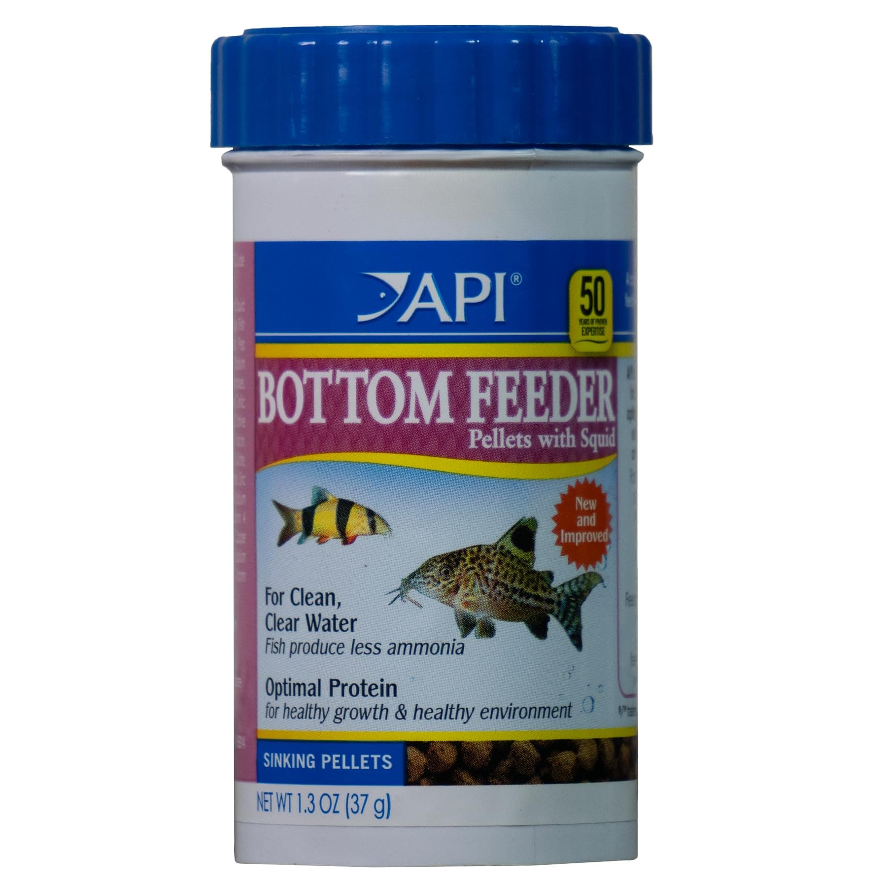 API BOTTOM FEEDER PELLETS WITH SQUID Fish Food 1.3-Ounce Container
