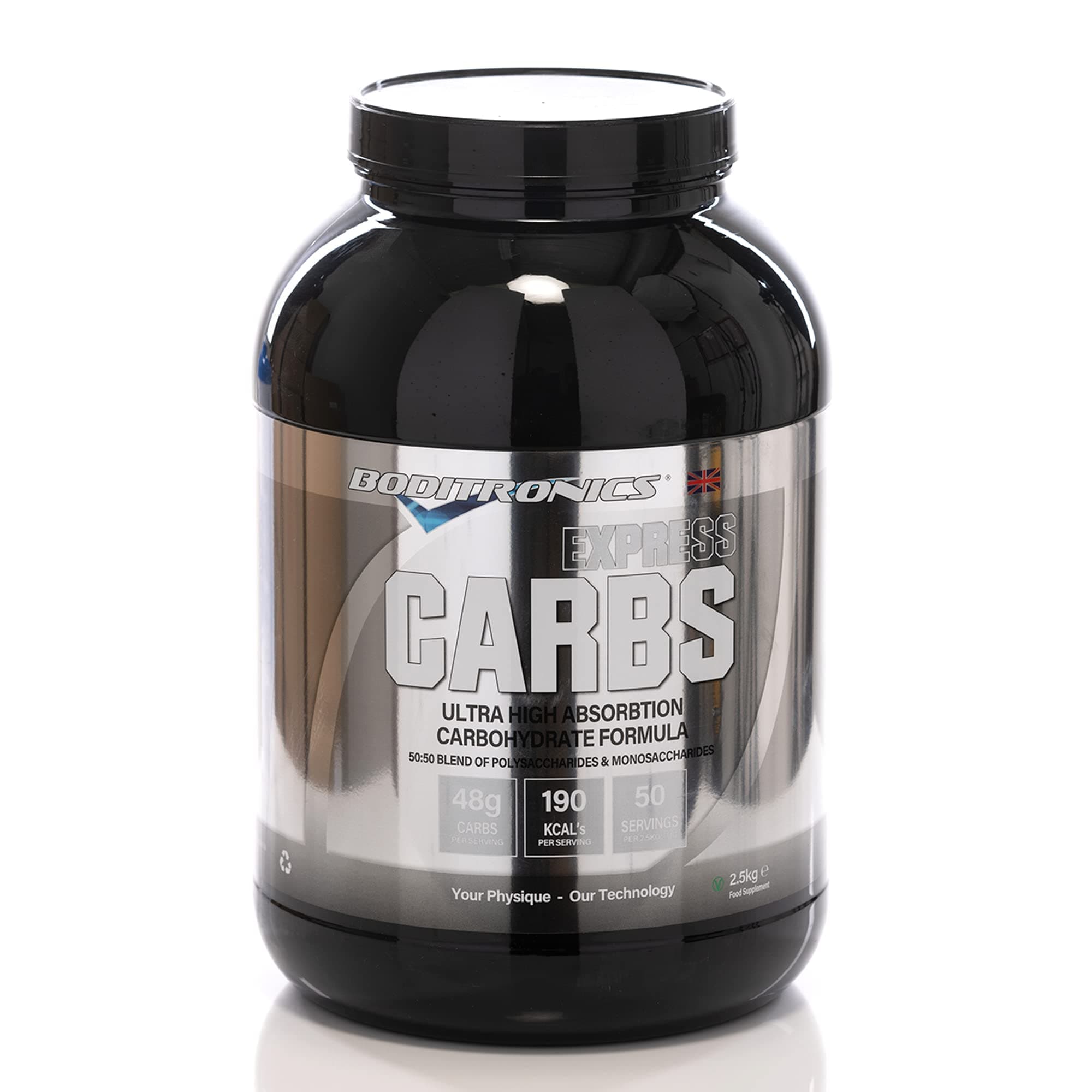 – Boditronics 2.5 kg Express Carbs, for Pre Workout Energy Drink Powder with 95g Carbohydrate Supplements for Quick Energy Booster During The Workout (2.5 Kg)
