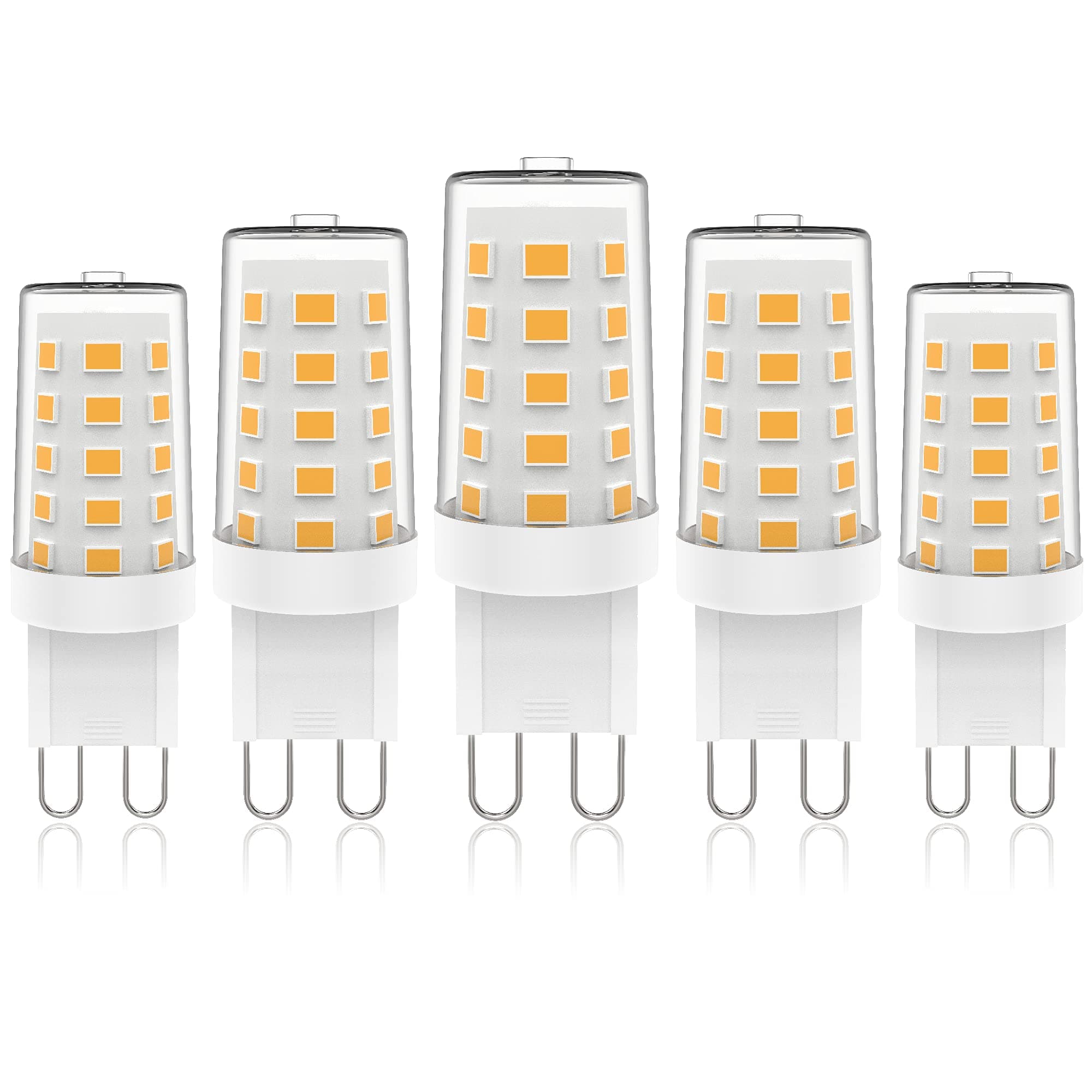 Aourow G9 LED Light Bulbs Dimmable,Energy Saving LED G9 Capsule Lamp Warm White 3000K 4W 400LM,Equivalent to 28W 33W 40W Halogen Bulb,AC 220-240V 360 Degree Beam Angle,No Flicker,Pack of 5 [Energy Class E]