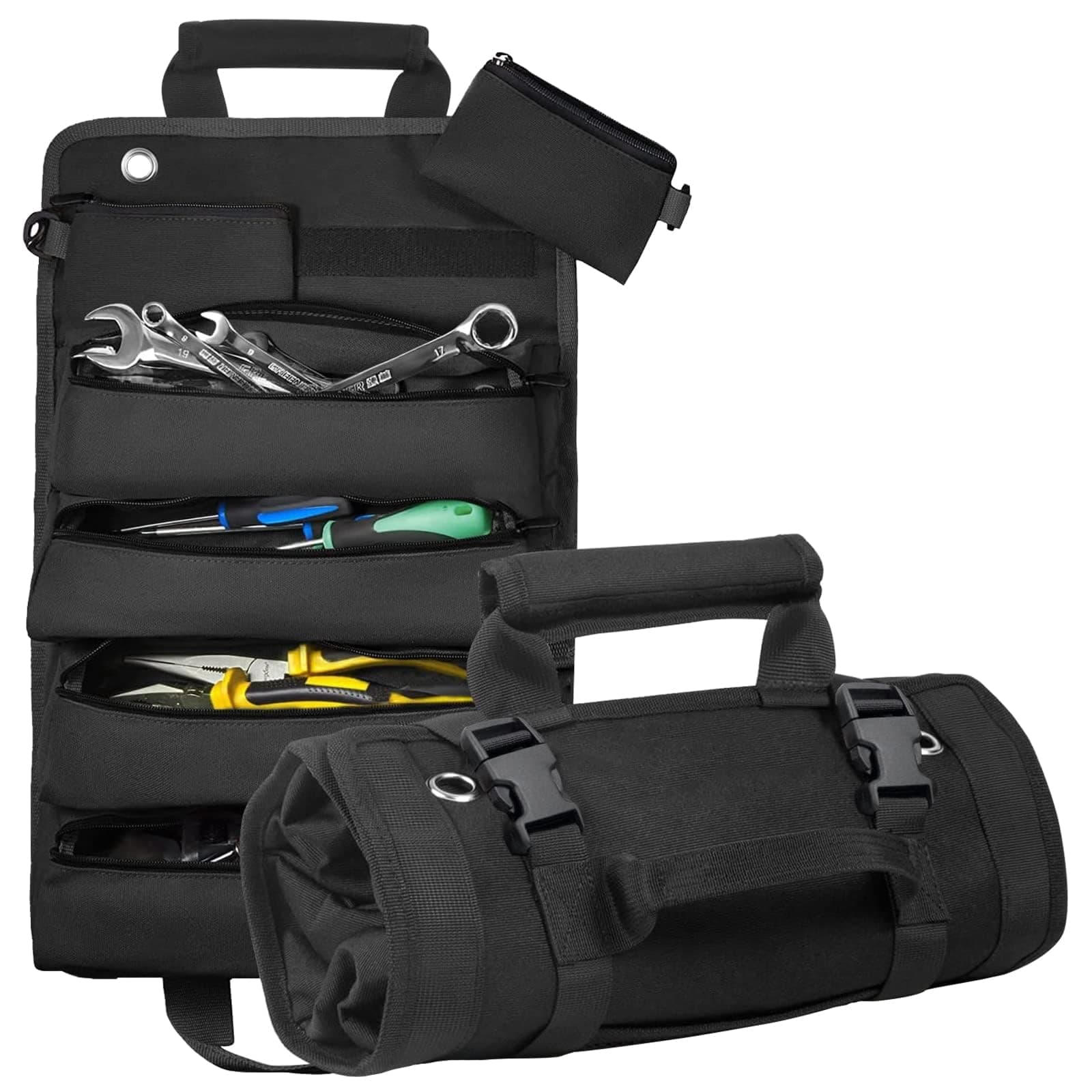 MAKINGTEC Tool Bag Organizer with Detachable Pouches Heavy Duty Roll Up Tool Bag: Includes 6 Tool Pouches - Ideal Gifts for Mechanics, Electricians, and Hobbyists
