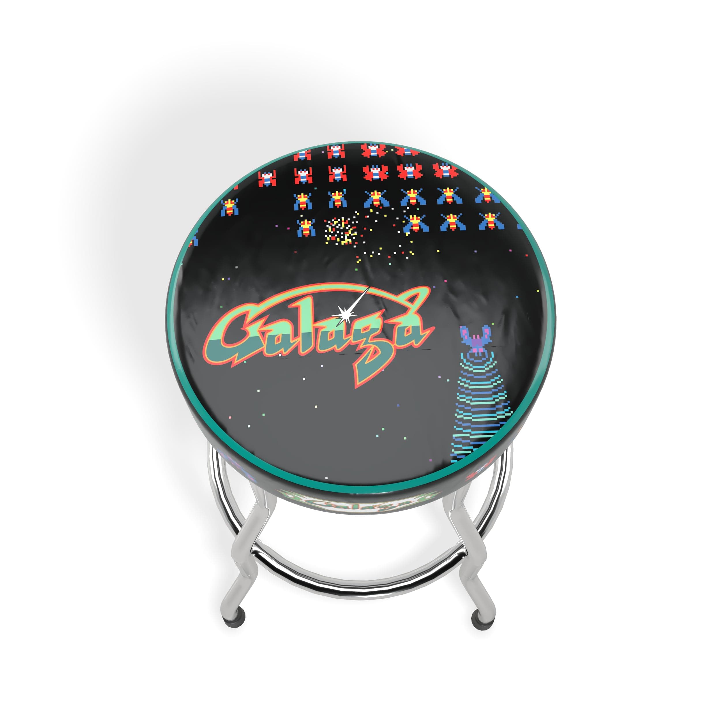 Officially Licensed Adjustable Stool with Chrome-Plated Steel Frame and High-Density Foam Padding for Supreme Gaming Comfort (Galaga)