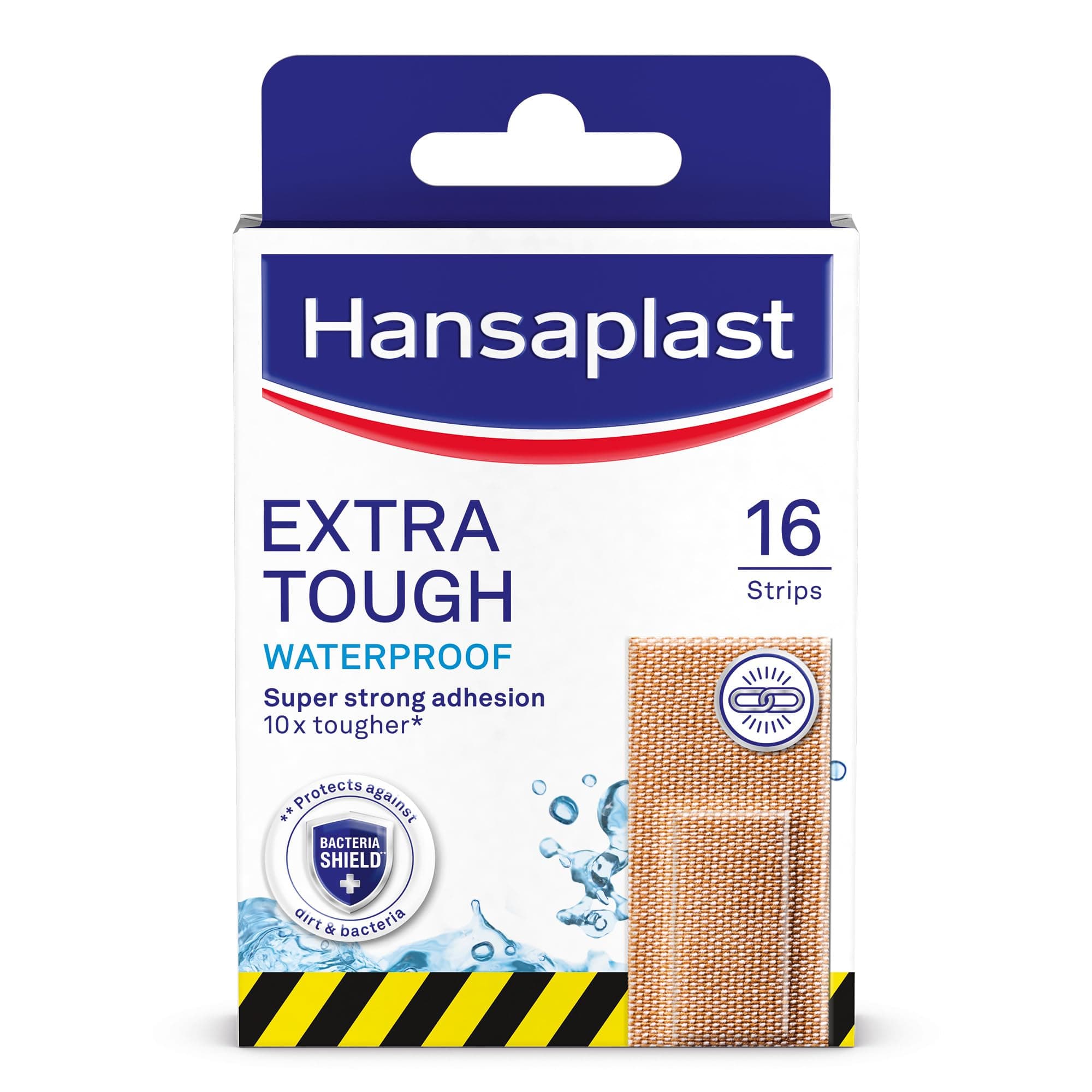 Hansaplast Extra Robust Wound Plasters | Waterproof Dressing I Extra Resistant Plaster | Super Strong Adhesion I Flexible And Durable Plaster | Blocks 99% of bacteria | 16 Strips