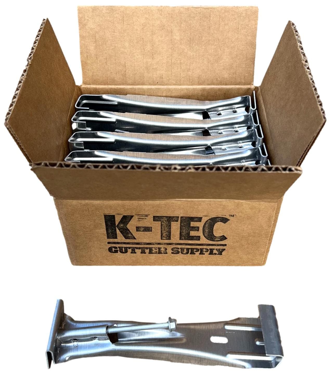 K-TEC GUTTER SUPPLY6 Inch Hanger (10 Pack) Heavy Duty Hidden Rain Bracket Support Fastener with Clip Comes with a Pre-Inserted Zink Coated Rust Resistant Screw for K-Style Aluminum s