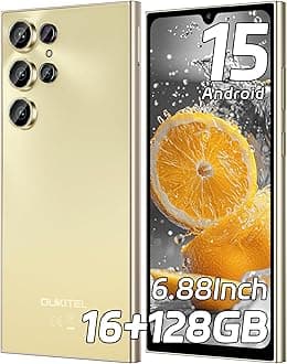 OUKITEL C61 SIM-Free & Unlocked Mobile Phones 2025- Android 15, 6.88" Display Smartphone, 16GB+128GB/1TB, 5150mAh Battery Phone, 13MP Camera, 4G Dual Sim/Fingerprint/Face Unlock/GPS/BT5.0, Gold