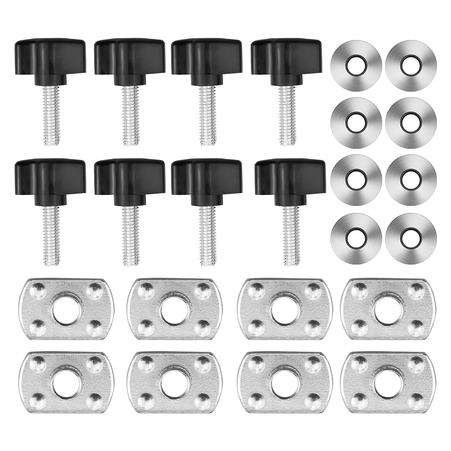 8pcs/Set Hard Top Quick Removal Fastener Thumb Screw Kit Nut Tie Down D-Rings Anchors Compatible for Jeep Wrangler YJ TJ JK JKU Sports Sahara Freedom Rubicon X & Unlimited X 2/4 Door 1995-2018