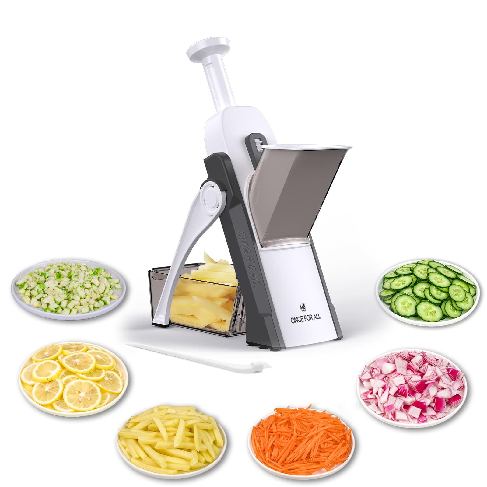 Upgrade Safe Mandoline Slicer Plus, Adjustable Vegetable Food Chopper Potato Fries French Fry Cutter, Detachable Blade, Kitchen Chopping Artifact, New Kitchen Gift (DarkGray)