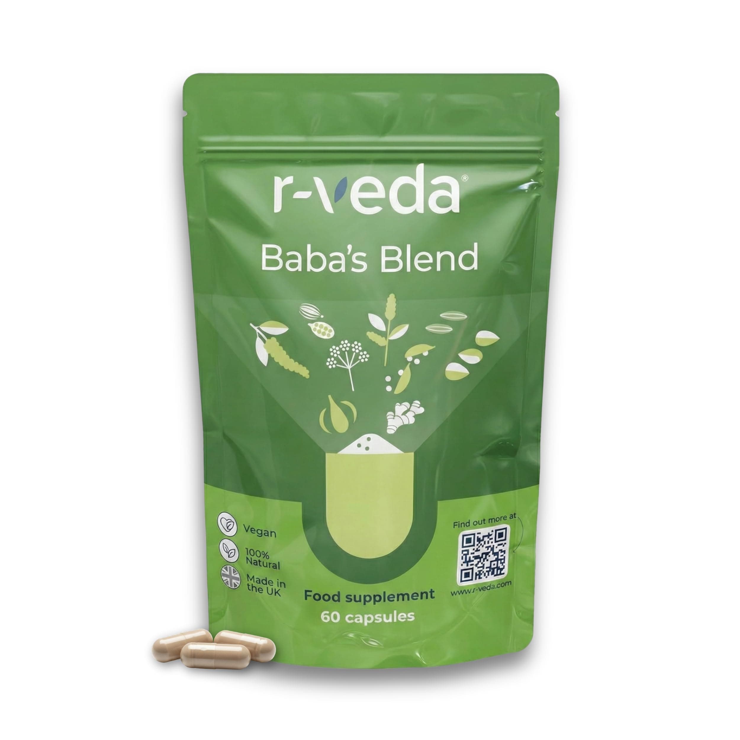 Baba’s Blend 9 Herb Digestive Aid | Ayurvedic Herbal Supplements for Gut Health & Digestion | 60 Vegan Capsules | Powerful Blend with Black Pepper, Ginger & Asafoetida | Made in UK