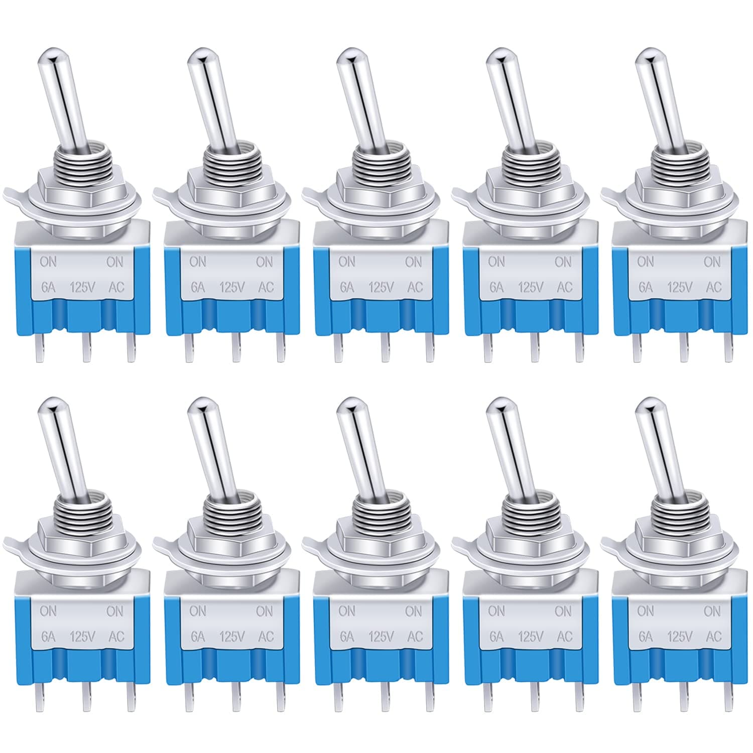 Taiss/10pcs Toggle Switch ON/OFF/ON Mini Miniature Car Dash Dashboard 3 position SPDT 3Pin MTS-103