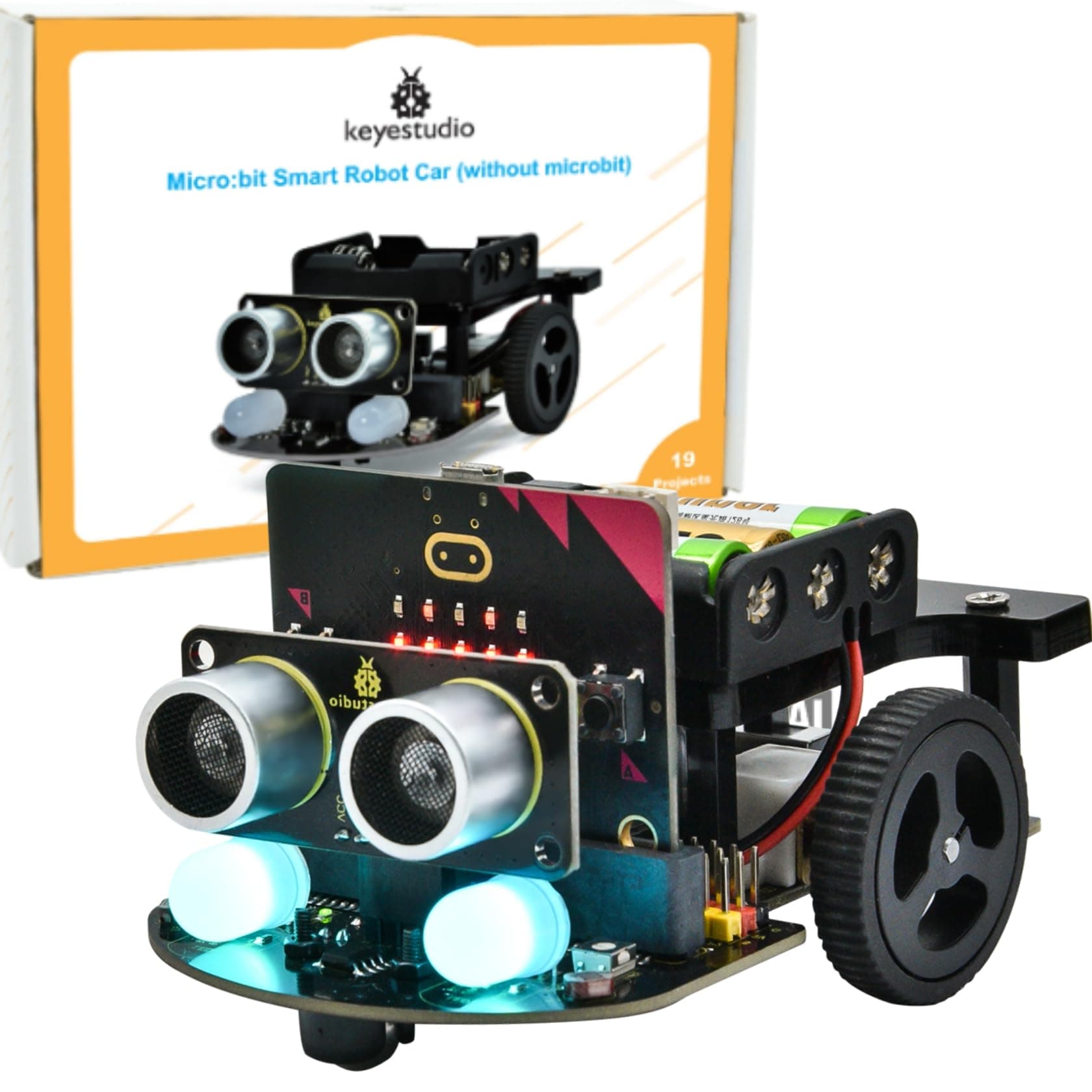 KEYESTUDIO Microbit Ultimate Easy Plug Starter Kit for BBC Micro:bit STEM Blocks Coding, 33 Projects Tutorial Guide(PDF)| 21 Electronics Modules with RJ11 Interface for Adults Kids Easy to Learn