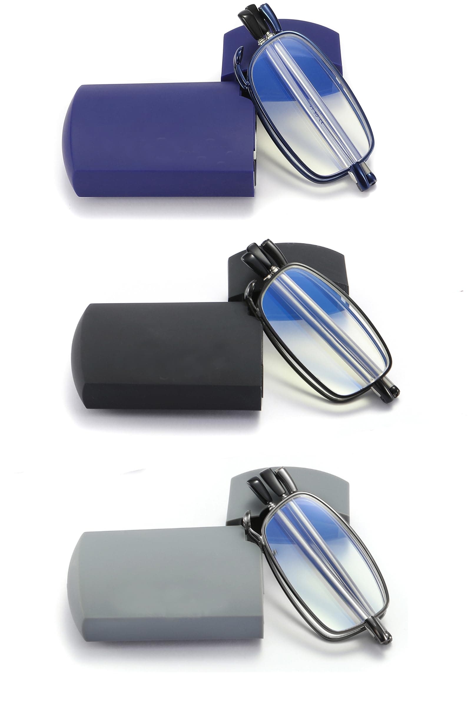 sevenplus 2 Pack Reading Glasses for Women Man, Foldable Computer Readers with Blue Light Protection, Anti-Eyestrain/Glare