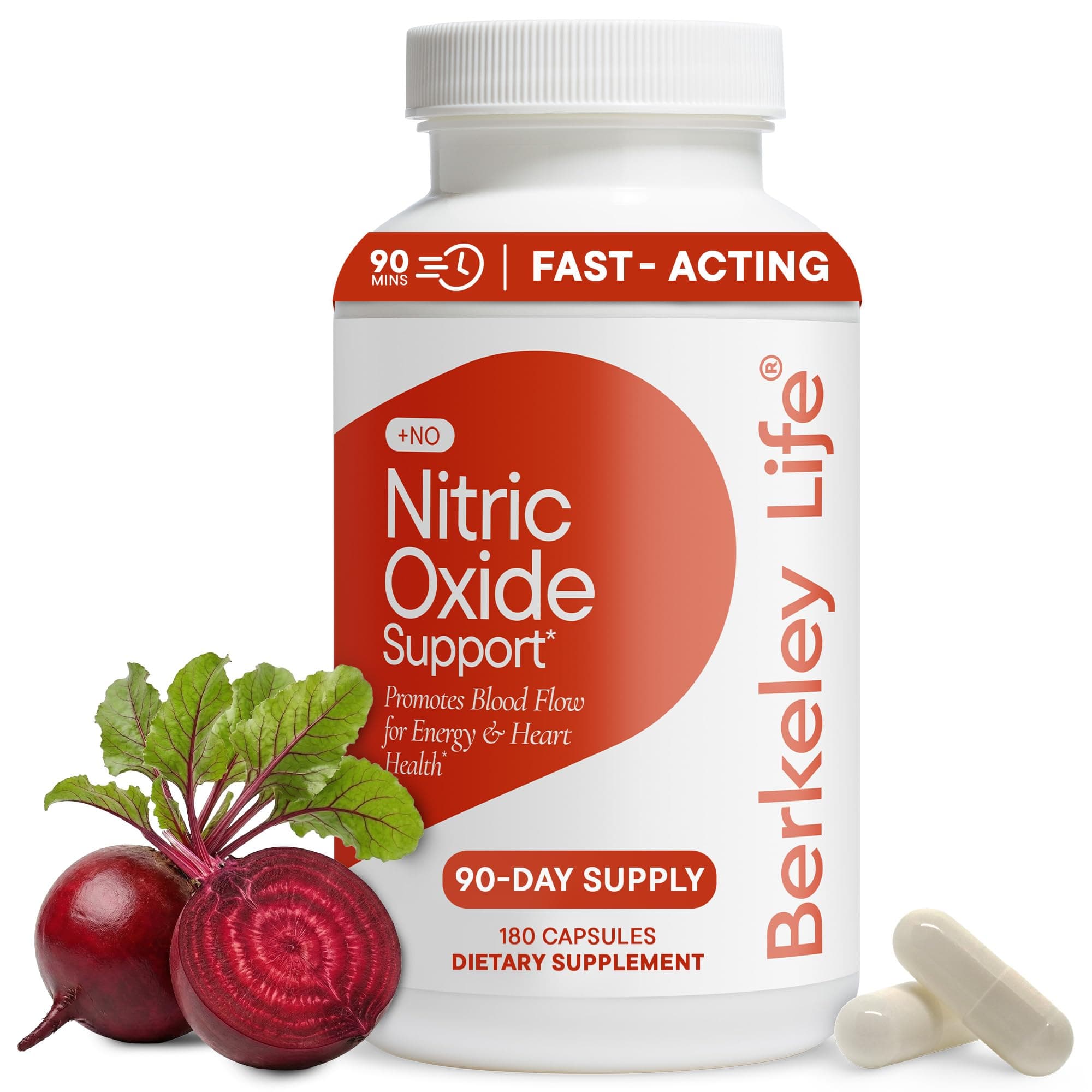 Nitric Oxide Support Supplement - Nitric Oxide Booster for Men & Women- Blood Flow & Circulation with Beet Root Powder to Support Energy, Heart Health & Healthy Blood Pressure- 180 Count