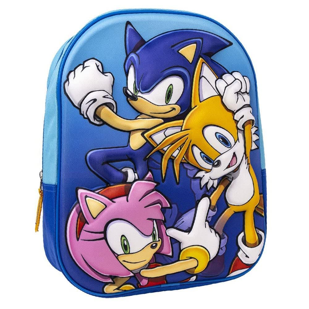 Sonic School Backpack with Zip 25 x 31 x 10 cm Children's Backpack with 3D Elements Padded Shoulder Strap Original Product Designed in Spain