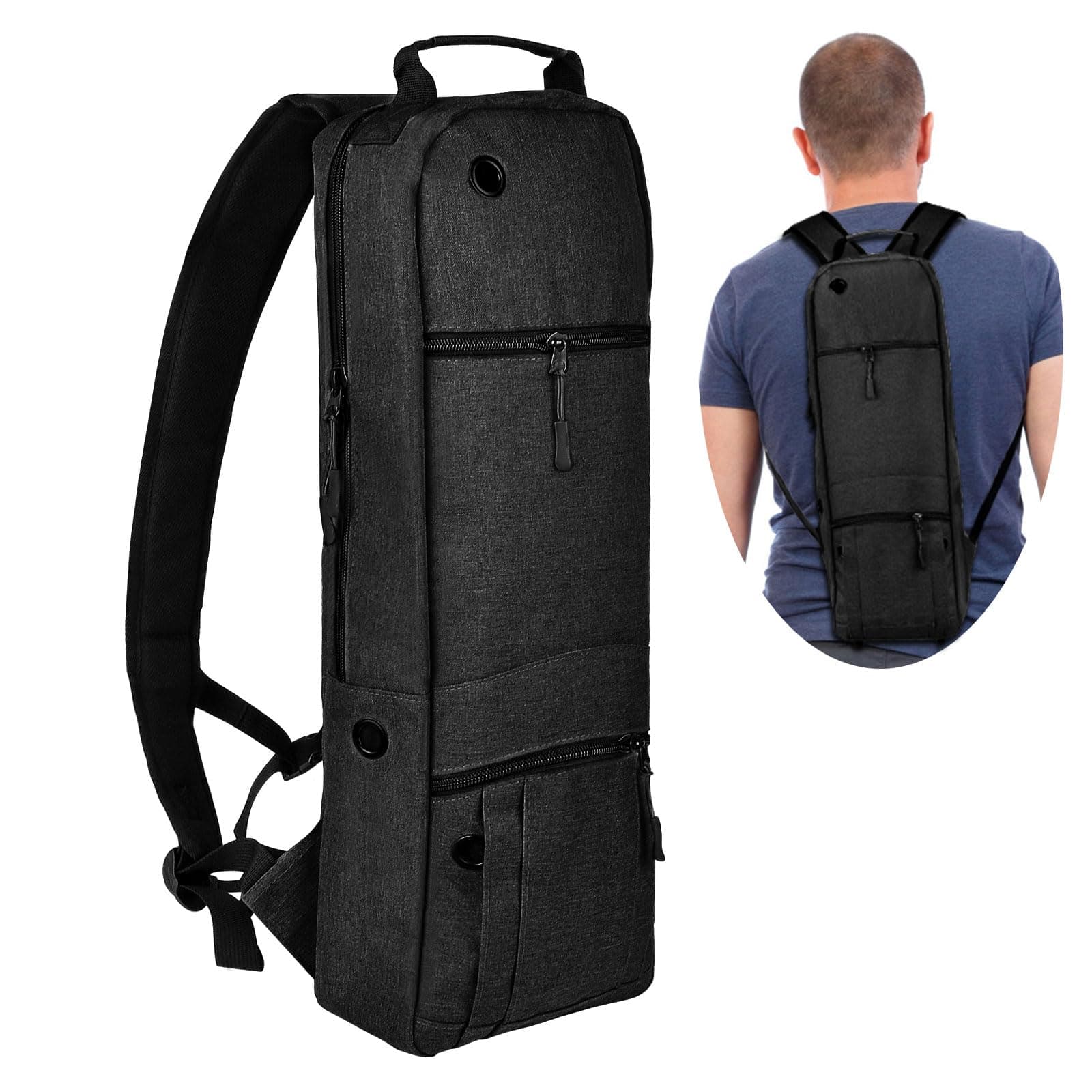 Portable Oxygen Tank Backpack Holder for Size D (M-15), Comfortable Medical Oxygen Cylinder Backpack Bag with Durable Straps, Size JD (M-22) Oxygen Bag for Travel - Easy to Carry (Black)