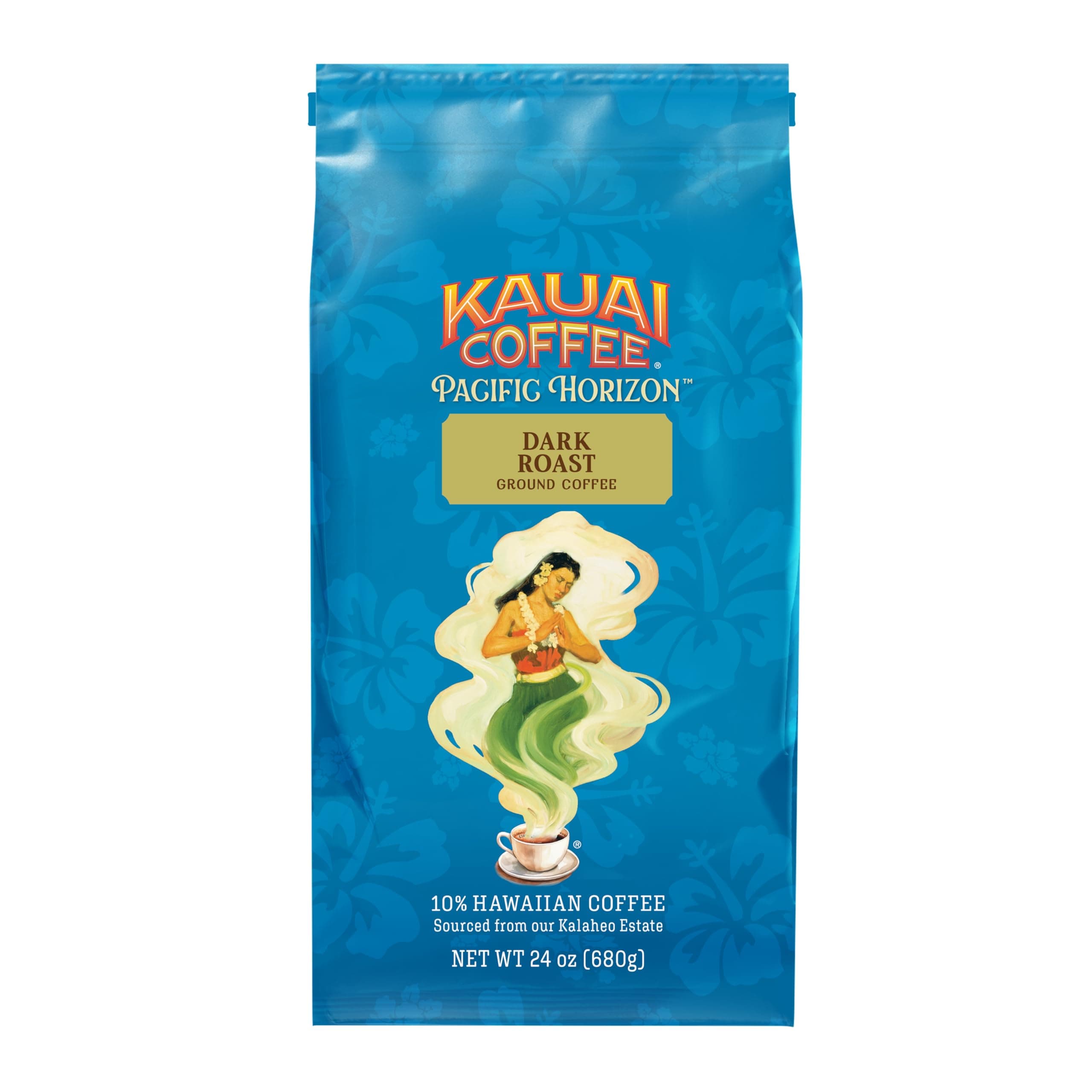 Ground Coffee – Smooth, Rich, Dark Roast – Nutty Notes with Chocolate Overtones – Arabica Coffee, 10% Hawaiian with No Bitterness – Koloa Estate, 1 Pack of 24oz
