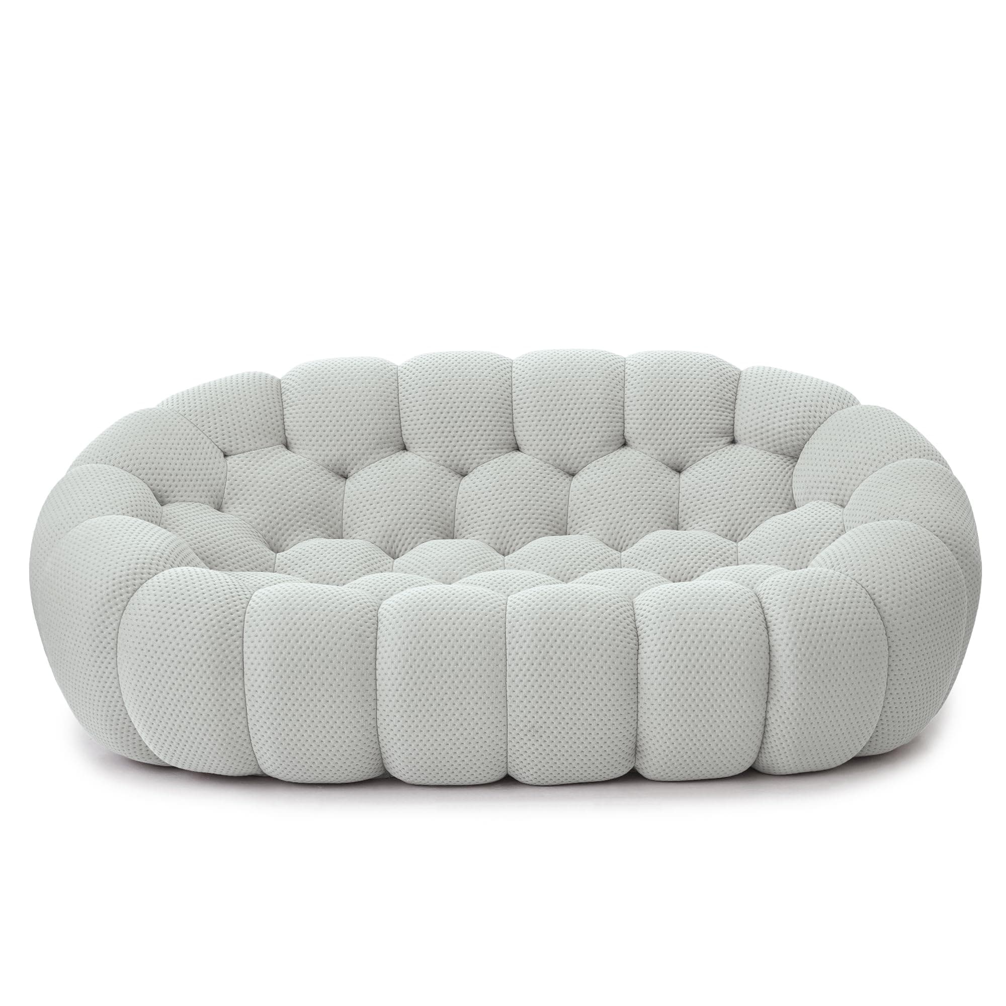 Bubble Couch, Curved Loveseat Sofa, Memory Foam Mesh Fabric Round Lazy Floor Couch, Bubble Sofa with 3D Honeycomb Shape Curved Sofas for Living Room, No-Assembly (Light Grey, 78.74")