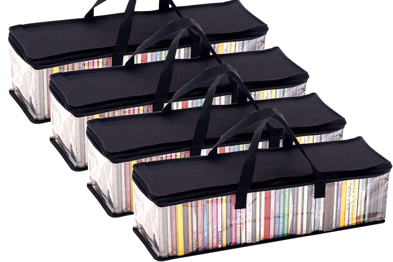 Imperius Cd Storage Bag(4 Pack),Portable Transparent Pvc Media Storage,Water Resistant Holder Case With Handles,Each Holds 48 Solution,Clear Plastic Carrying Bag For Albums/Games/Music/Books.