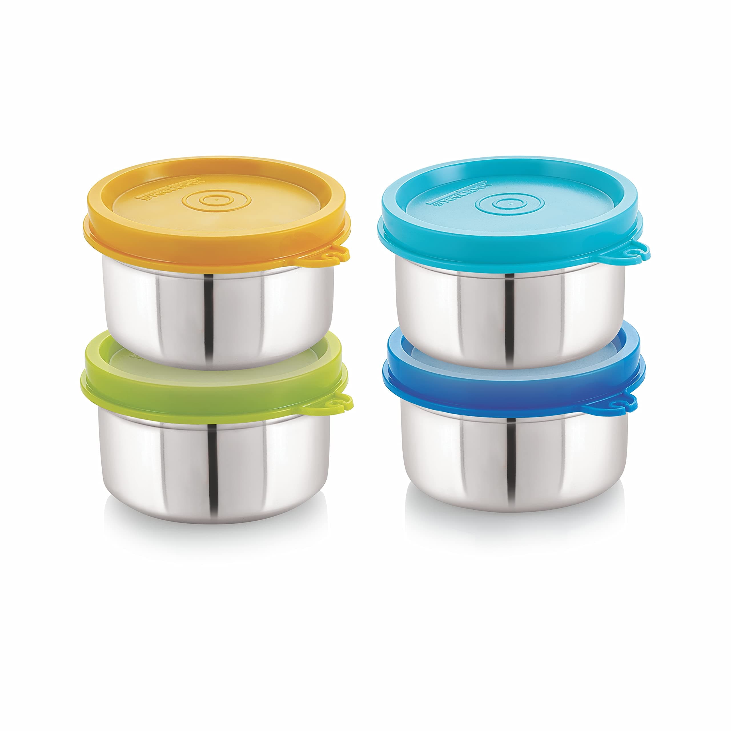 STEELLOCK Stainless Steel Airtight Container | Leak Proof Container/Storage/Lunch Box with Lid | BPA Free, Durable & Rust-Proof | SL-32-set of 4, 500ml each, Multicolor