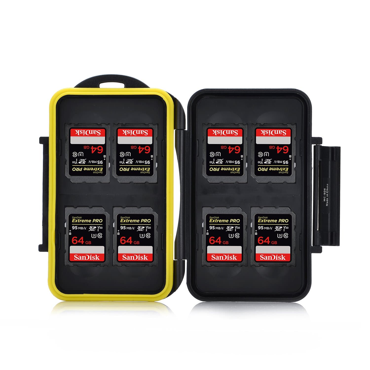 Harrd Shell Water Resistant Multi Use Memory Card Case for SD/SDHC/SDXC/microSD/microSDHC/microSDXC/Pro Duo/Compact Flash Cards (8 x SDHC Hard Shell)