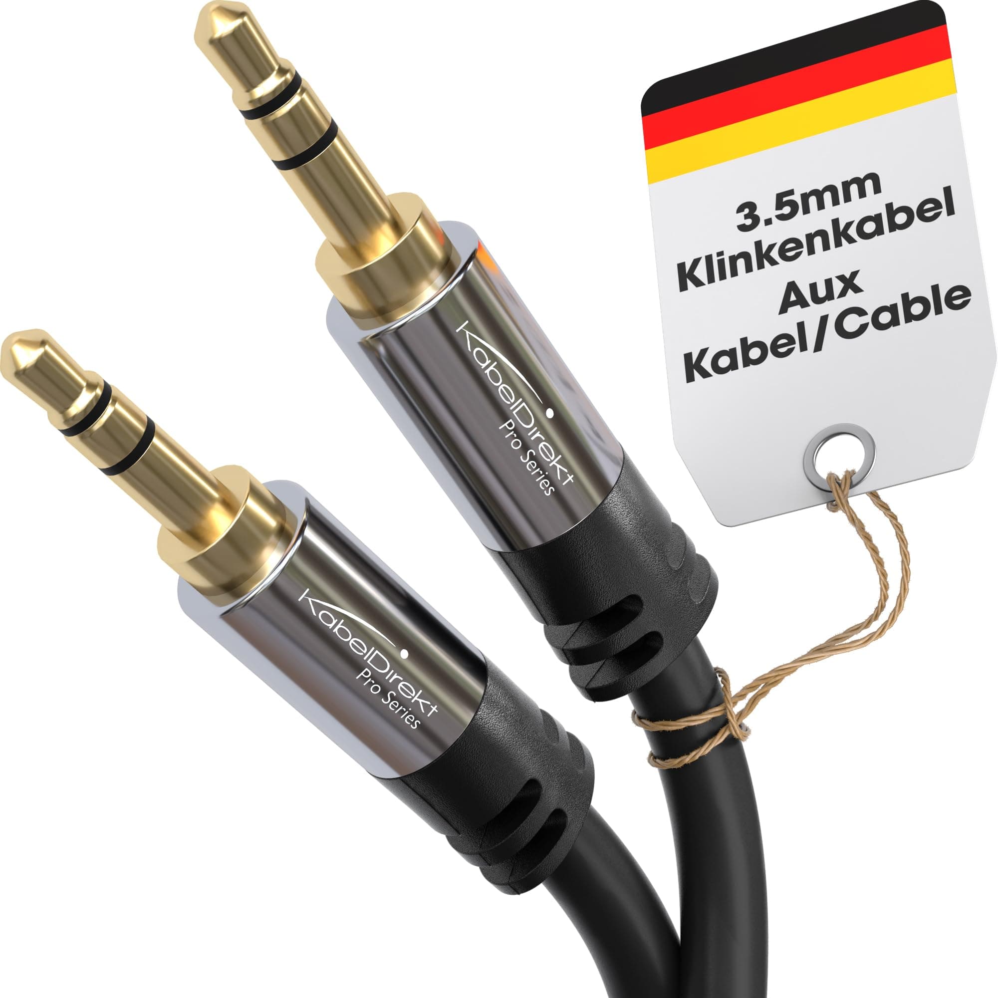 KabelDirekt – Jack Cable, 3.5mm Aux/Audio Cable – 10m – Available in 0.3m to 10m – Suitable for Headphones – Mobile Phone – PC & Laptop Audio – Car – HiFi – Stereo, black