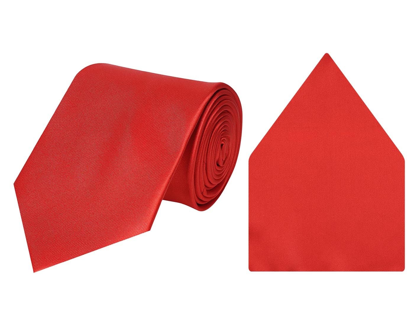 TieKartCool Combos Red Plain Solids Tie+Pocketsquare