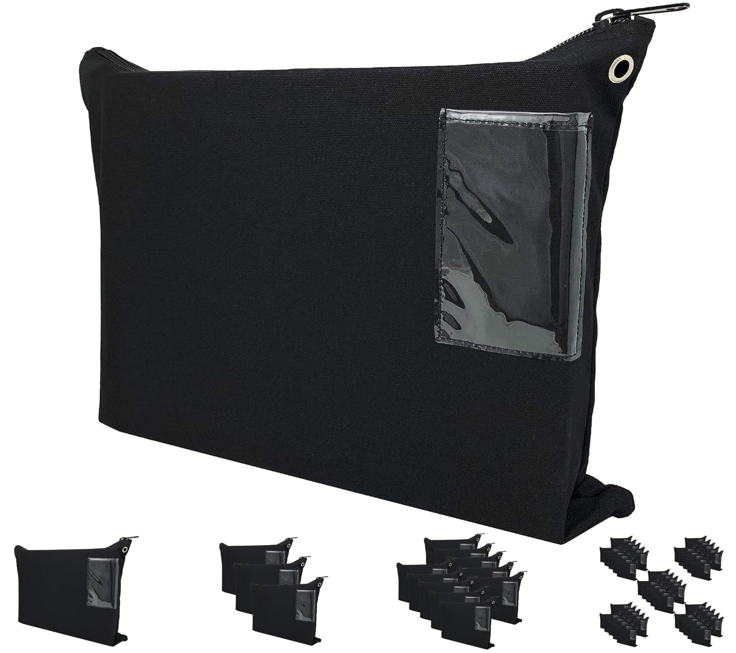 NextClimb Interoffice Mailer Canvas Transit Sack Extra Strong Zipper Bag (18" x 14", Black 1-Pack), Black 1-Pack, 18" x 14", Professional