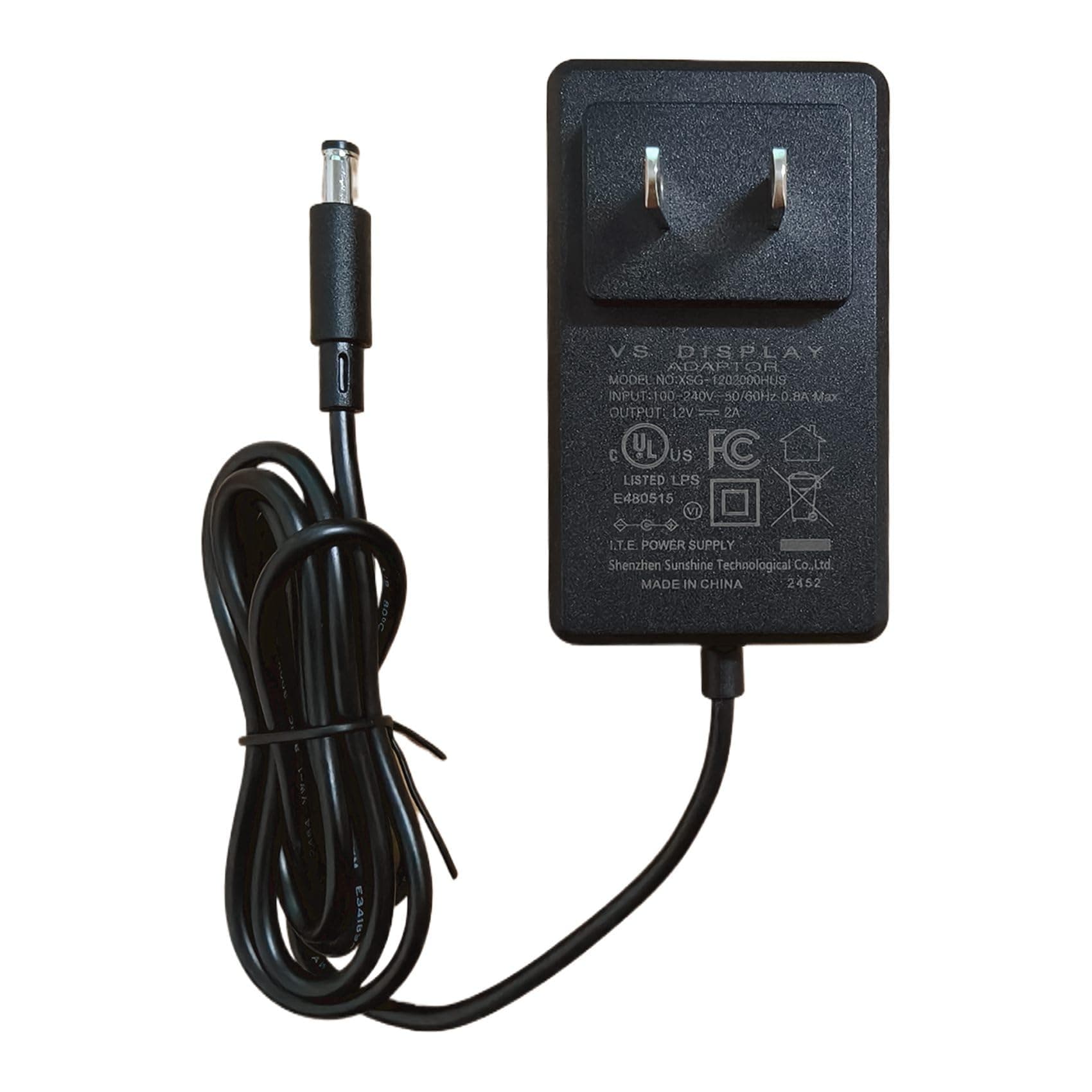 VSDISPLAY Power Adapter, AC 100-240V Input to 12V DC 2A Output, Power Supply, US Plug, with Plug 5.5x2.1 mm / 3.5x1.35 mm Fit SC24W-1202000U j-ap024u-120200ba-a, Fit Controller Board
