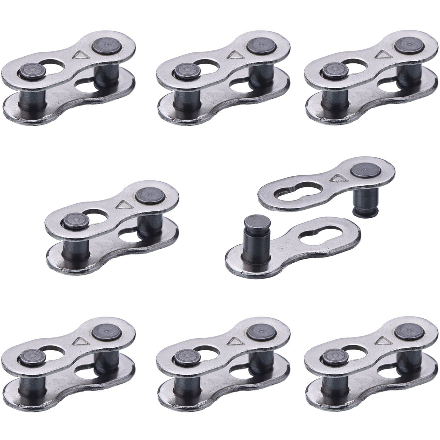 8 Pairs Bicycle Missing Link for 6, 7, 8, 9, 10 Speed Chain Master Link for Bicycle Chain Reusable Bike Parts, Silver (Silver,20 x 7.1 x 7 mm,8 Speed)