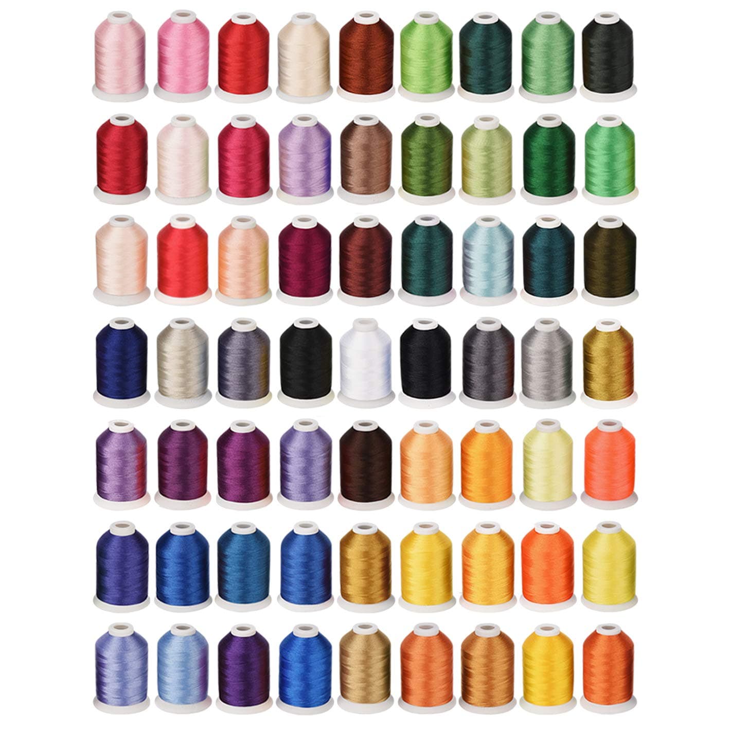 Simthread 63 Colours Polyester Embroidery Machine Thread Kit For Brother / Singer / Babylock / Janome / Kenmore Machine, 1000M/spool (Kit III - 63 colors)