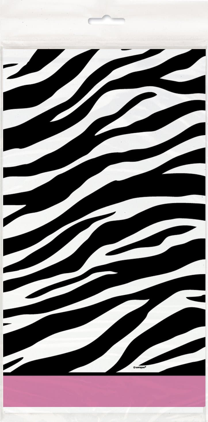 Zebra Print Plastic Tablecloth, 84" x 54"