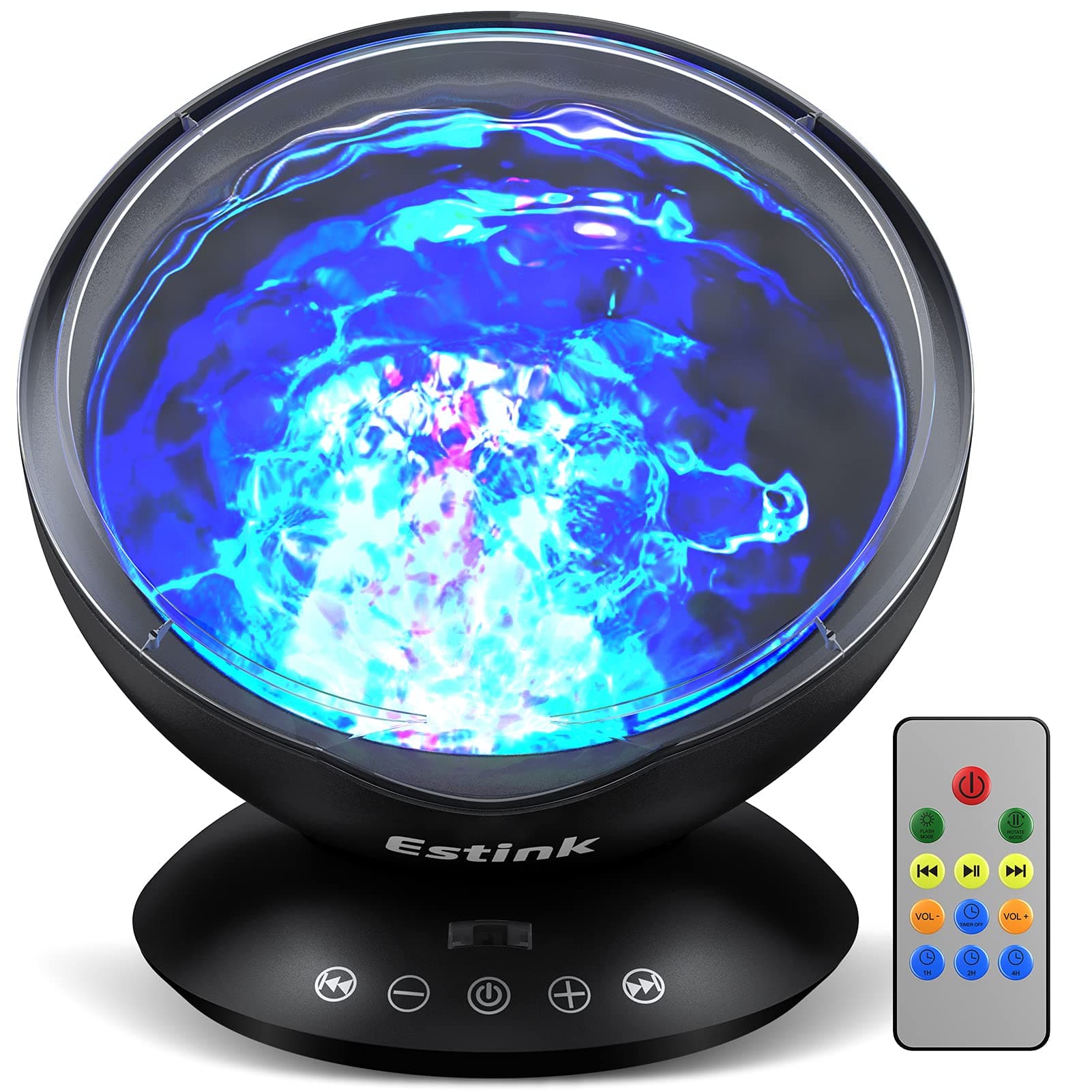 Estink Ocean Wave Projector, 12 LED Skylight Projector Lamp with 7 Color Modes Ocean Wave Night Light with Timer for Kids Baby Adult Gift Bedroom Living Room Decoration