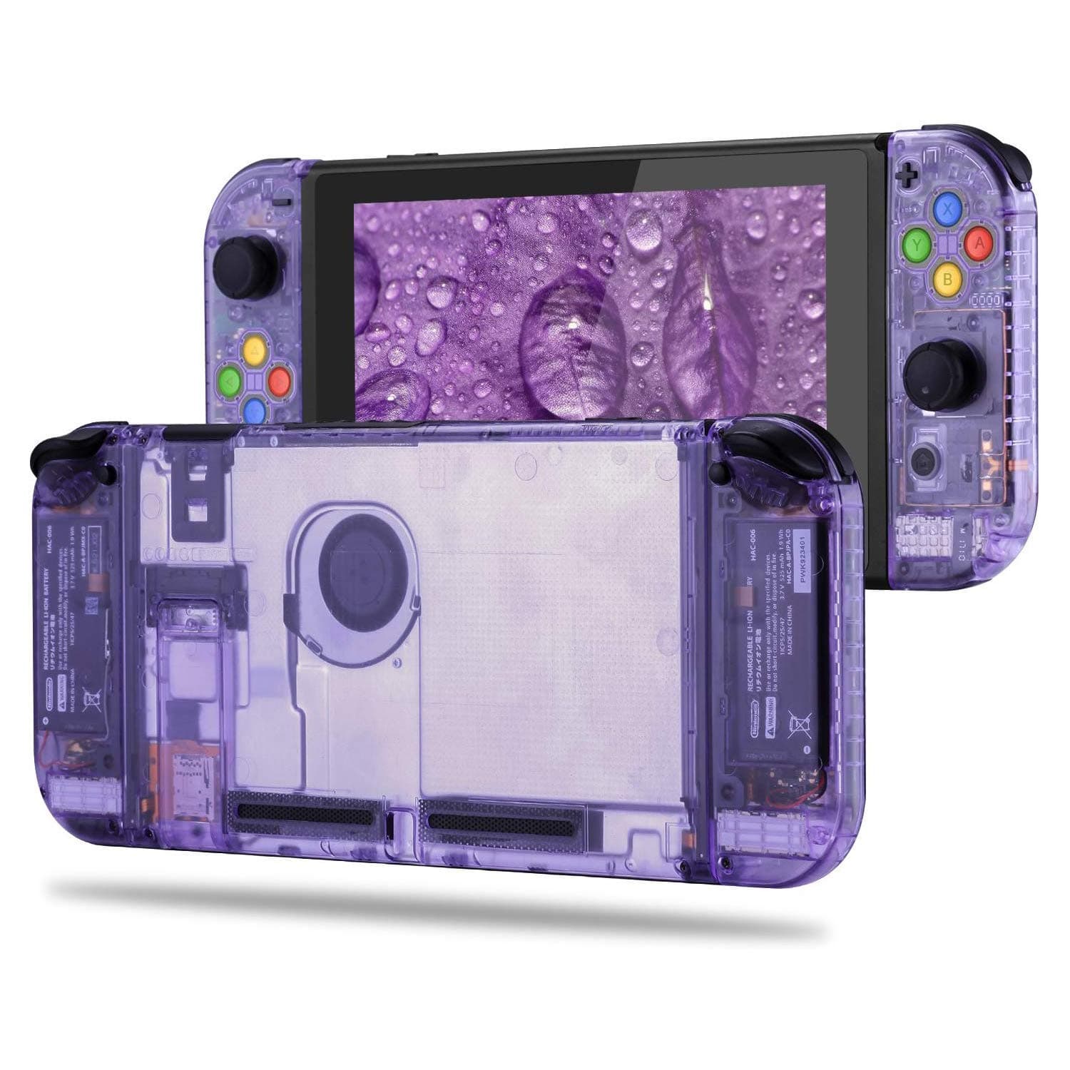 BASSTOP [Update Version] DIY Replacement Housing Shell Case Set for Switch NS NX Console and Right Left Switch Joy-Con Controller Without Electronics(Set-Atomic Purple)