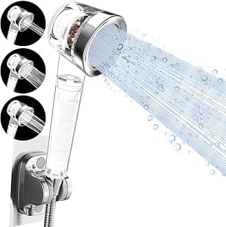 Luxsego Filtered Shower Head with Handheld, High Pressure 3 Spray Modes Showerhead Set Built-in Calcium Sulfite, Water Softener Shower with Filter Beads for Hard Water Remove Chlorine and Improve Skin
