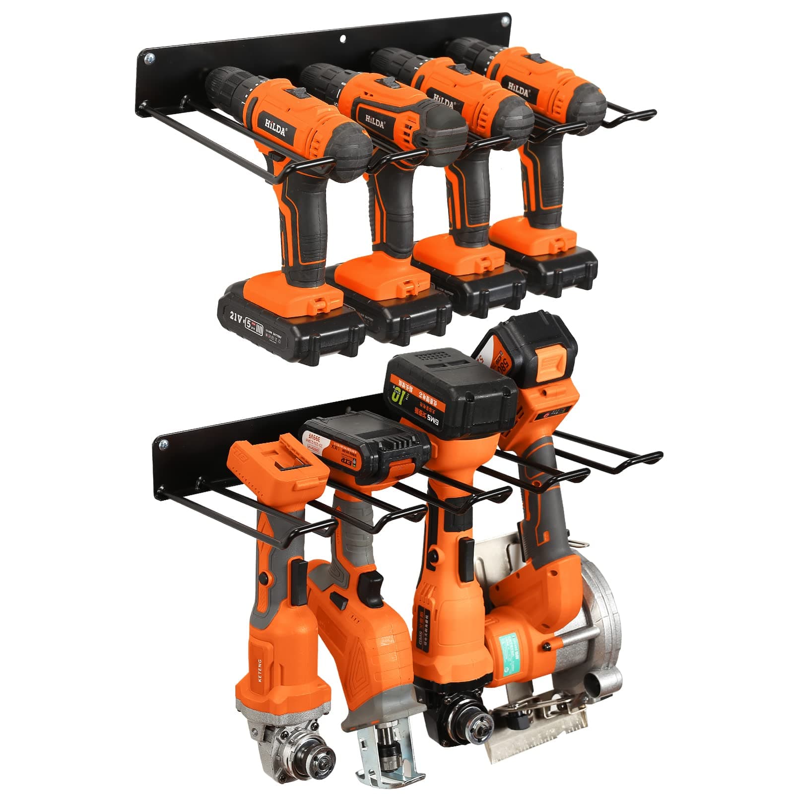 UU-Major Drill Holder Wall Mount,Power Tool Organizer,Heavy Duty Garage Tool Organizers and Storage,2 Pack Power Tool Storgae Racks Set Solid Metal Black…