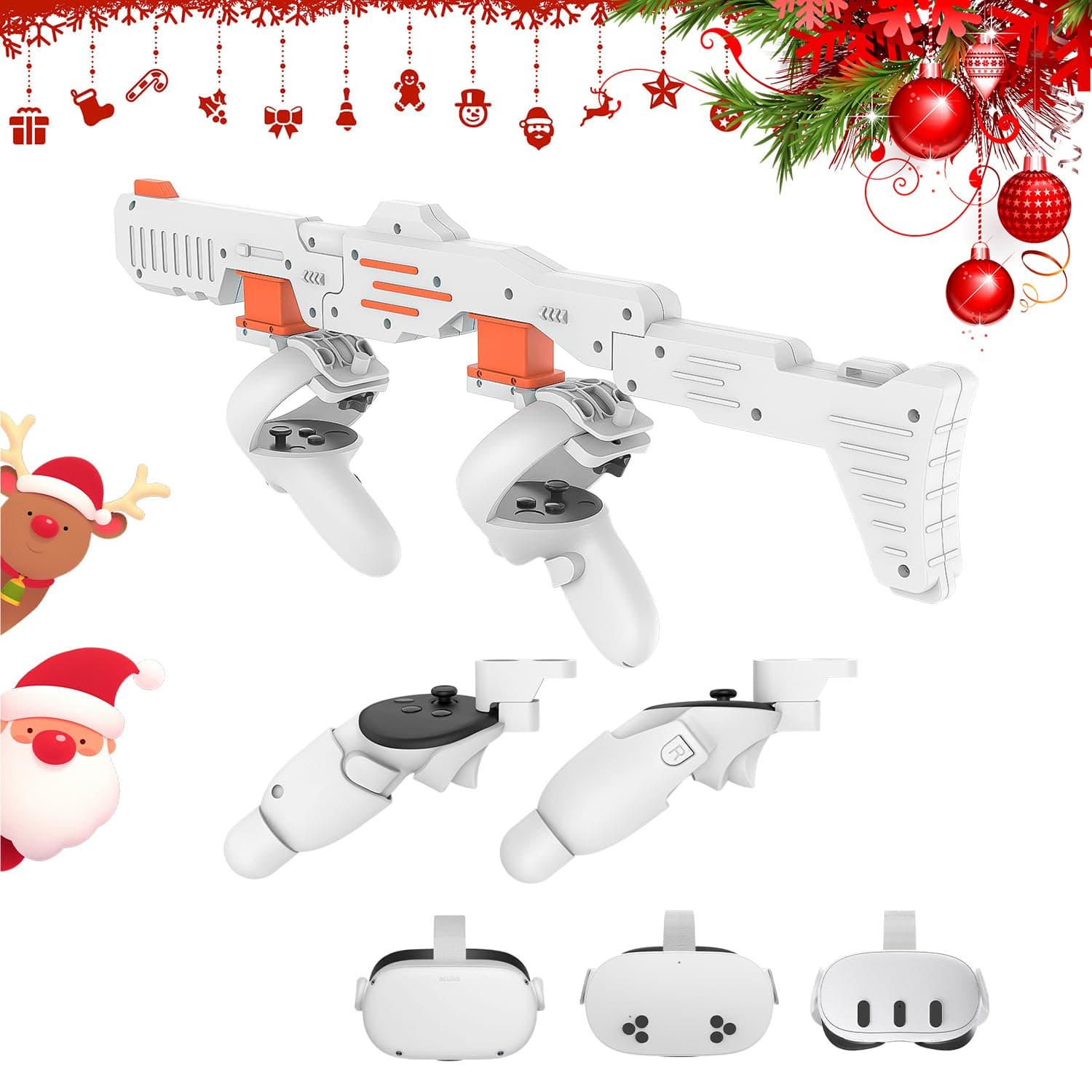 Tyasoleil VR Handle Accessories for Meta Quest 2 & 3, Humanized Weighted Stock for Quest 3S, Enhance Control Feel, Realistic FPS Gaming Experience (White)