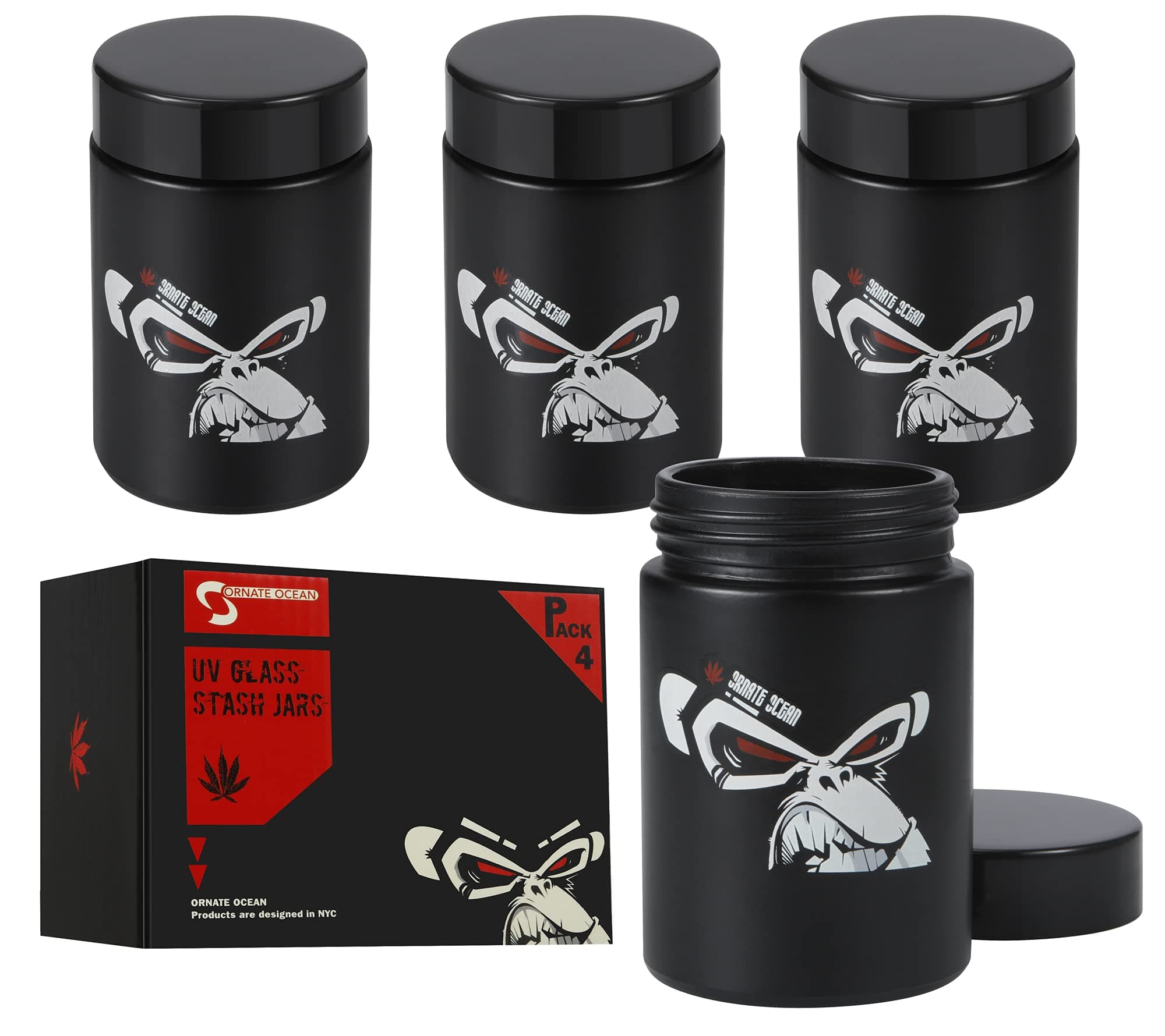 Ornate Ocean UV Stash Jars (4 Pack)