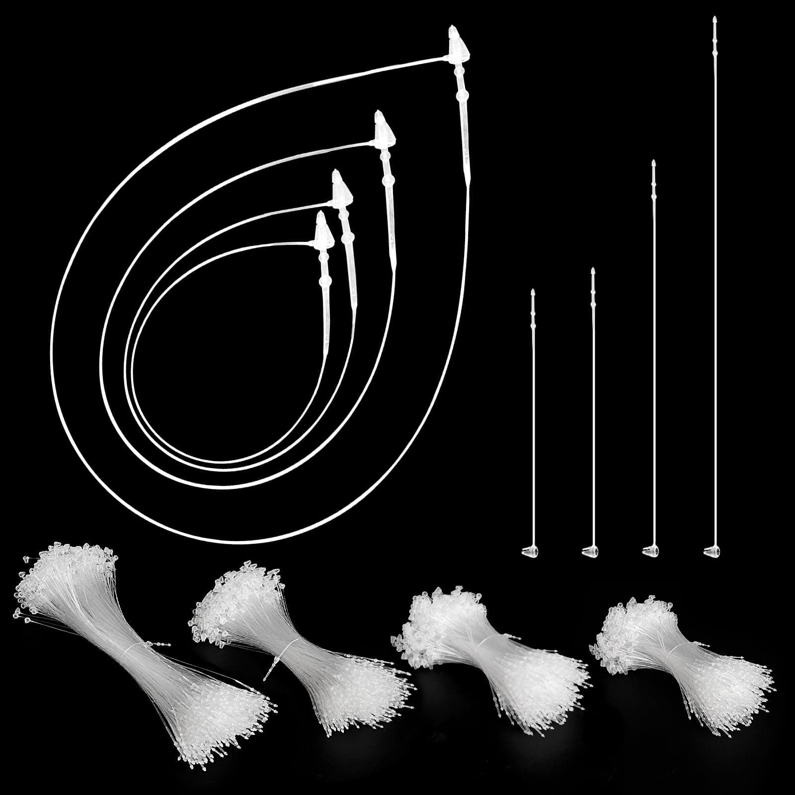 2000 Pieces Plastic Tag Fastener Hang Tag Snap Lock Pin Security Loop for Retail Store Clothing,Mixed Sizes (3.5 Inch,4 Inch,5 Inch,7 Inch)