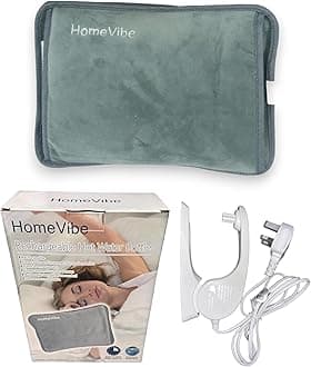 Rechargeable Electric Hot Water Bottle Professional Soft Touch Fleece Cover Bed Hand Warmer Massaging Heat Pad, Grey
