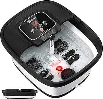 Collapsible Foot Spa with Heat, Bubble, Red Light, and Temperature Control, Foot Bath Massager with 8 Shiatsu Massage Rollers, Pedicure Foot Spa for Relaxation and Stress Relief, Black