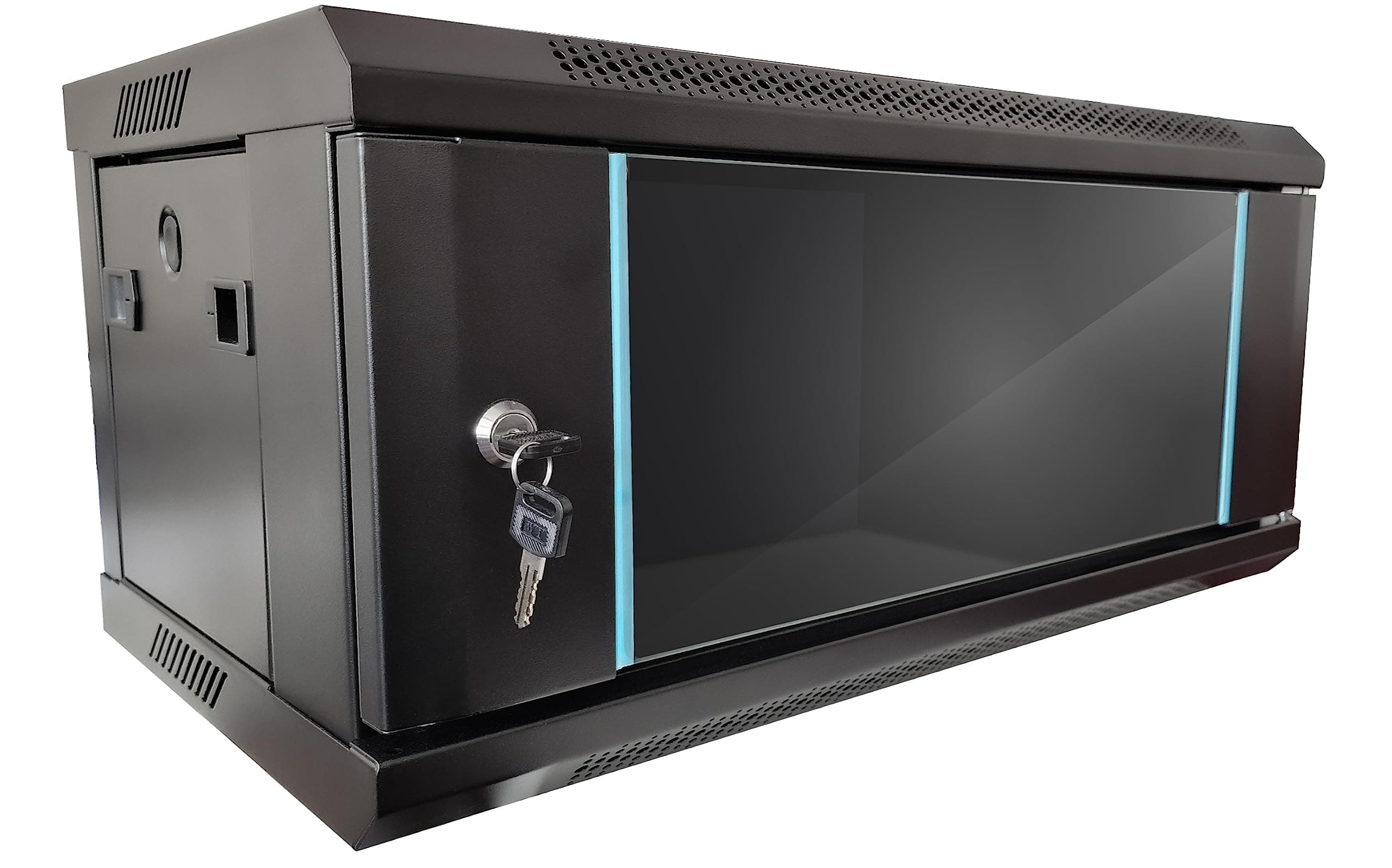 Lockable Data Wall Mount Cabinet Network Server Rack Data Cabinet Deep Wall Mounted Black Storage Rack for Home, Office, Server Room Computer Equipment with Removable Side Panels (312 x 300 x 4U)