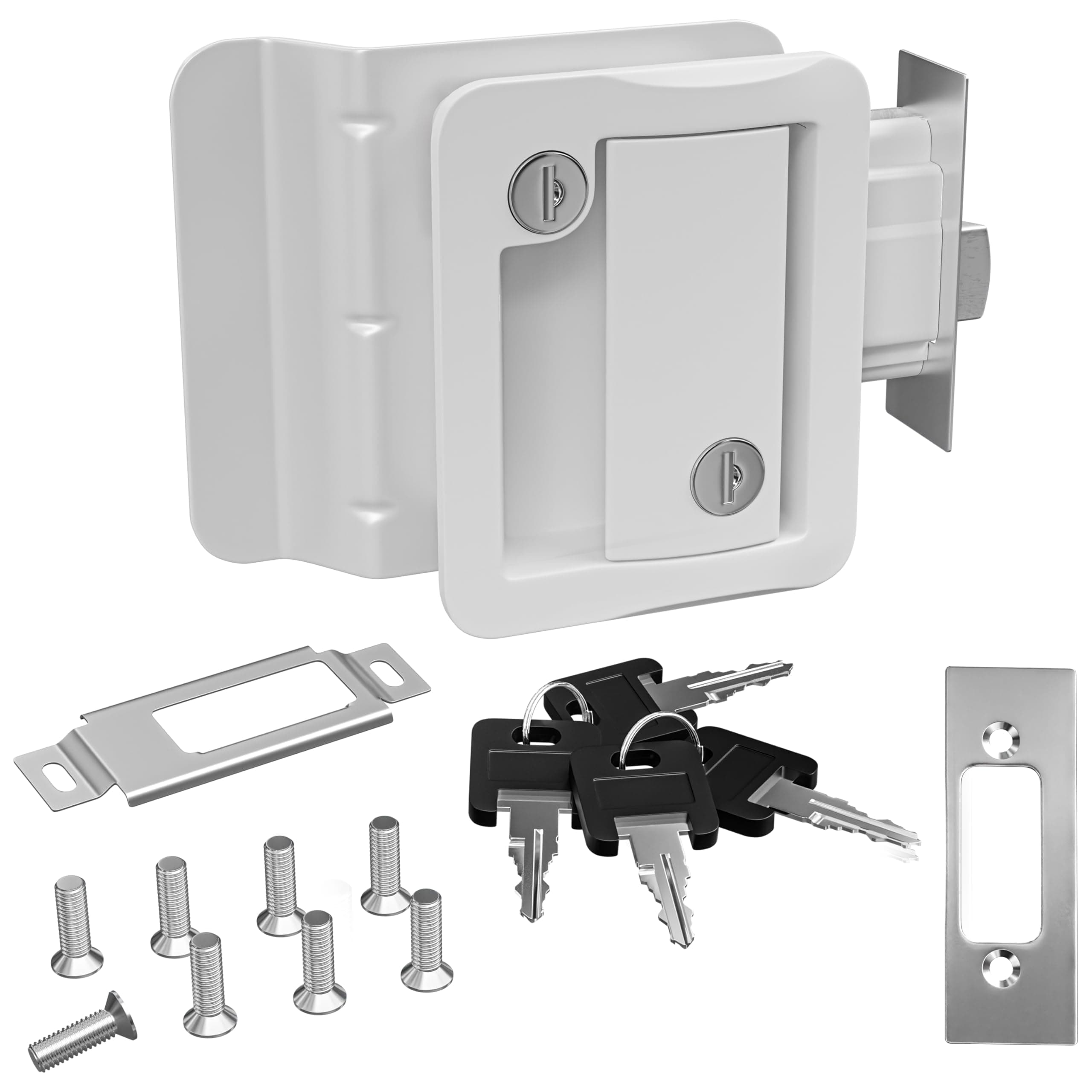 Leisure Locks RV Travel Trailer Entry Door Lock Polar White Paddle Deadbolt