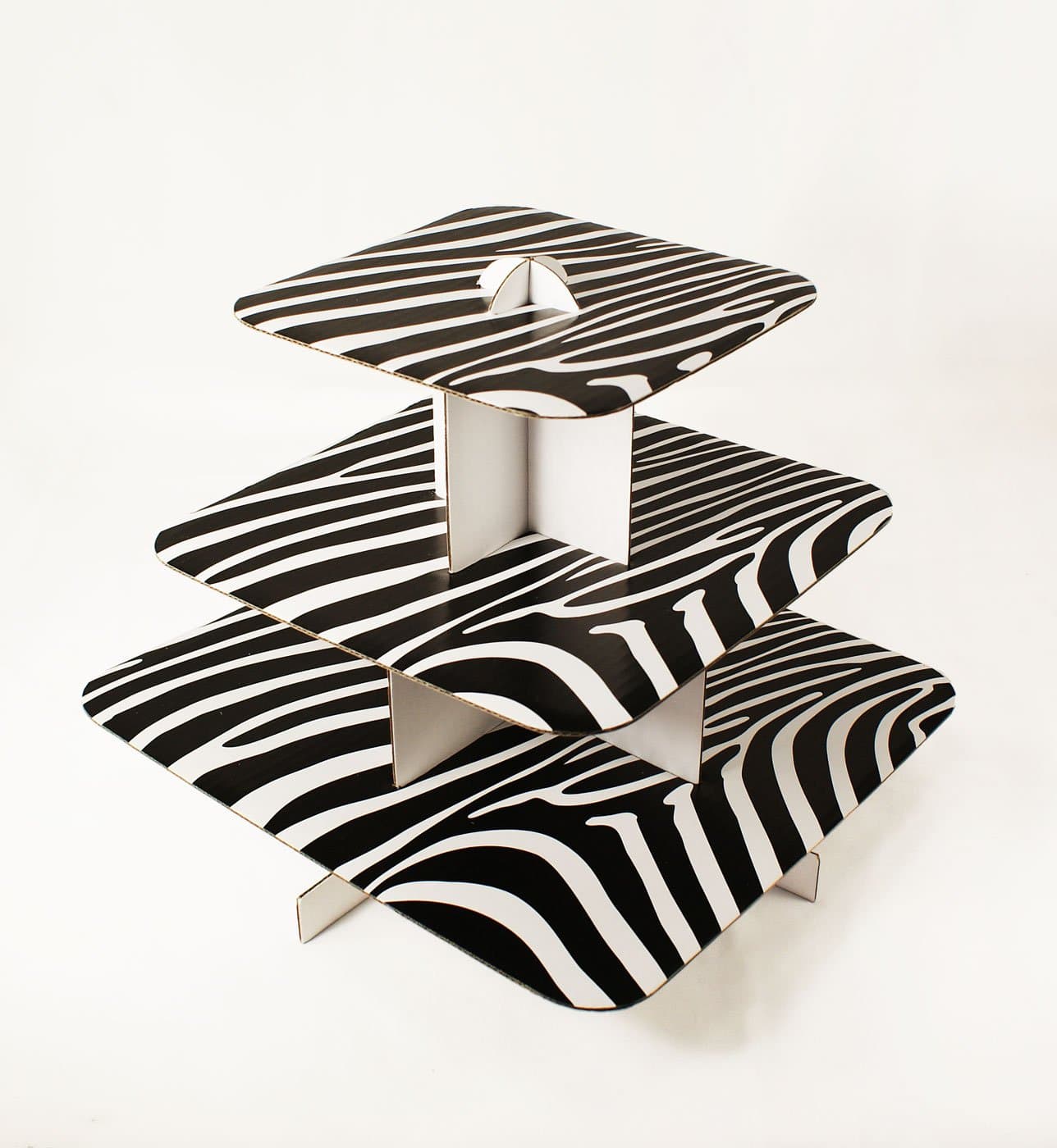 3 Tier Cardboard Cup Cake Holder Stand Tower Display Square Black