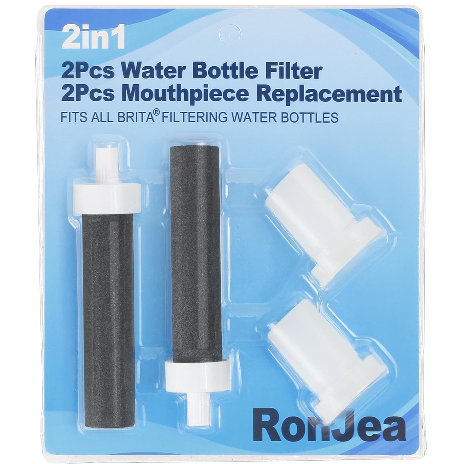 2in1 Brita Water Bottle Filter & Mouthpiece Replacement, Brita Replacement Parts with 2Pcs Brita Water Bottle Filter Replacement & 2Pcs Brita Bite Valve Replacement Compatible with Brita Water Bottle
