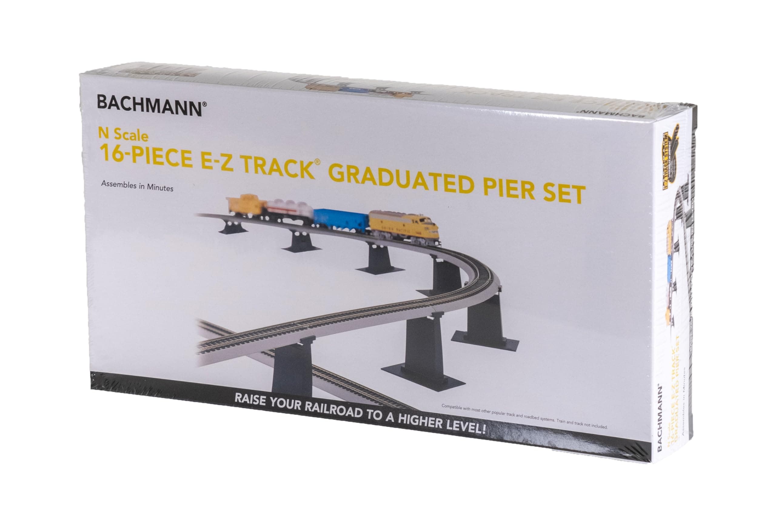 Trains - Snap-Fit E-Z TRACK 16 PC. E-Z TRACK GRADUATED PIER SET - NICKEL SILVER Rail With Grey Roadbed - N Scale, 8