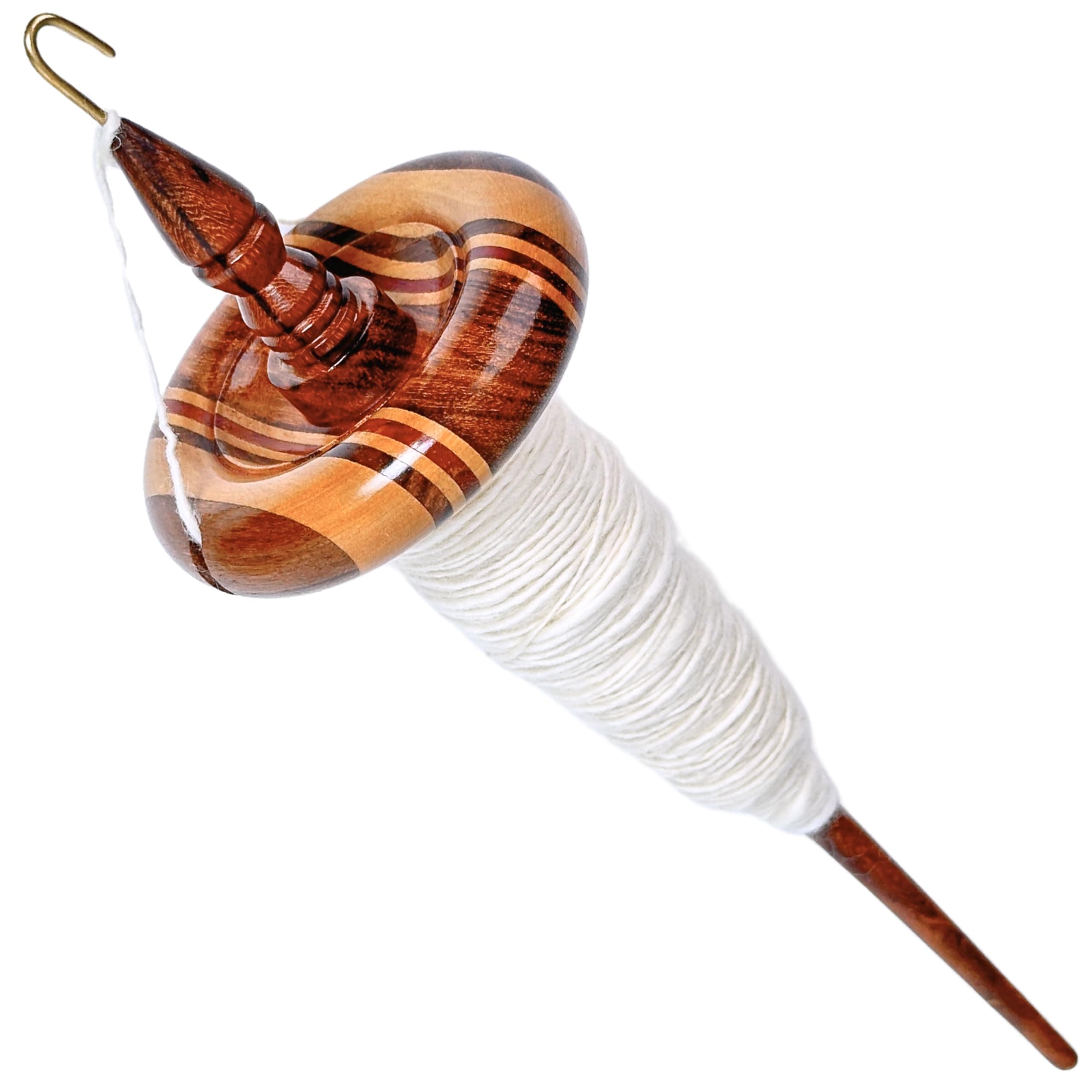 Revolution Fibers Premium Artisan Top Whorl Drop Spindle for Beginner & Advanced Hand Spinning - 11 inch Shaft | 3.25 inch Whorl Diameter | Multi-Wood Satin Finish | Spin Roving into Yarn