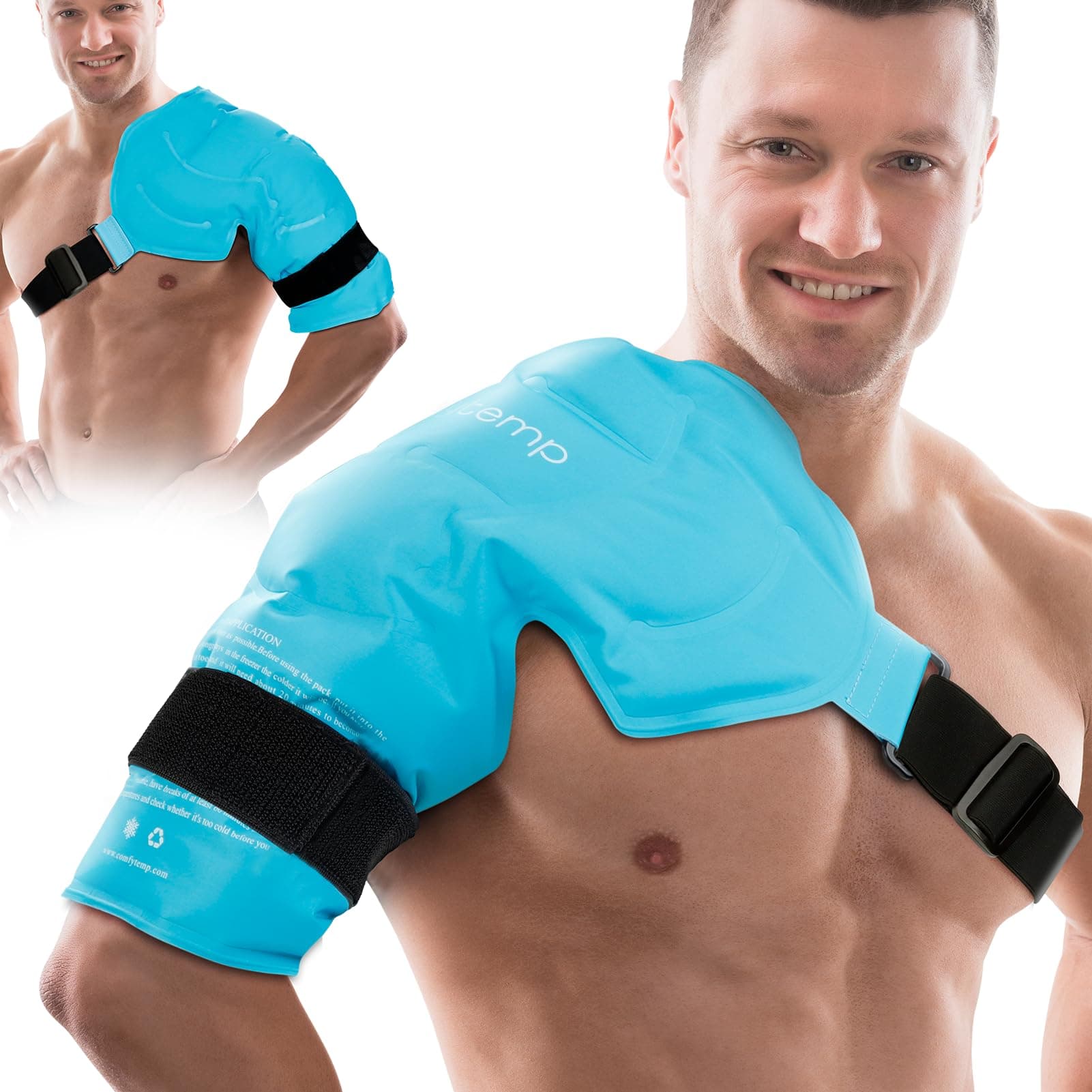 Comfytemp Shoulder Ice Pack Rotator Cuff Cold Therapy Wrap, Gel Packs for Injuries Reusable Hot Cold Compress Shoulder Brace for Pain Relief, Men Women Recovery Item (Large/X-Large)