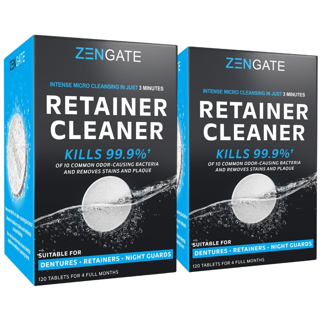 Retainer Cleaner Tablets - Quick Clean for Dentures, Mouth Guards, Aligners, Night Guards - Dental Cleansing Tablets - FSA HSA Approved Items - 2 Packs (240 Tablets Total) - 8 Months Supply
