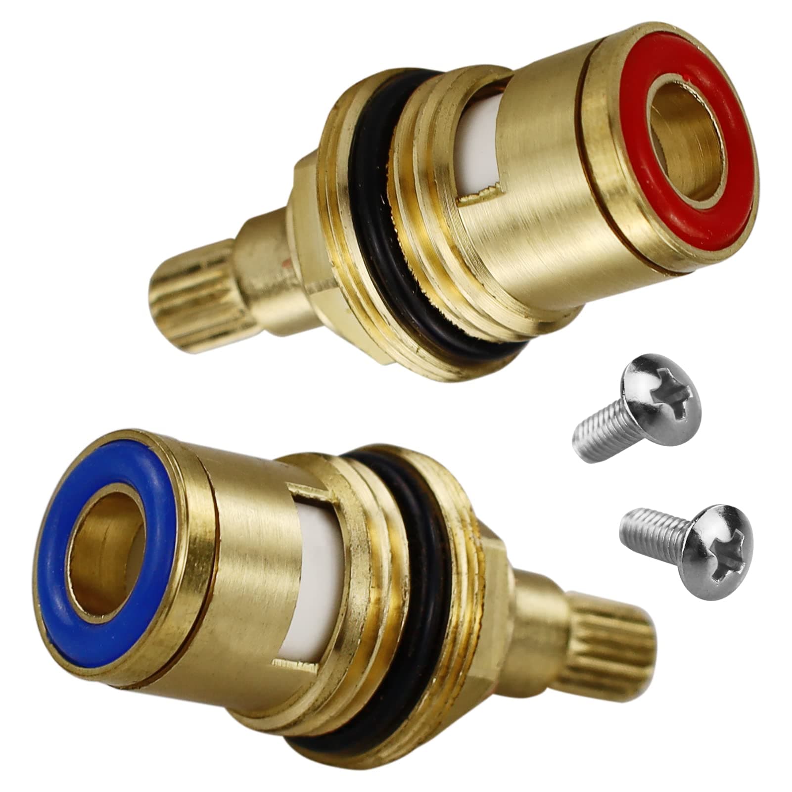 2 Sets Replacement Ceramic Tap Cartridge 1/2 Turn 20 Spline,Tap Glands Seals Repair Kit,Tap Valve for Shower Bathroom Taps with Washers,Solid Brass Ceramic